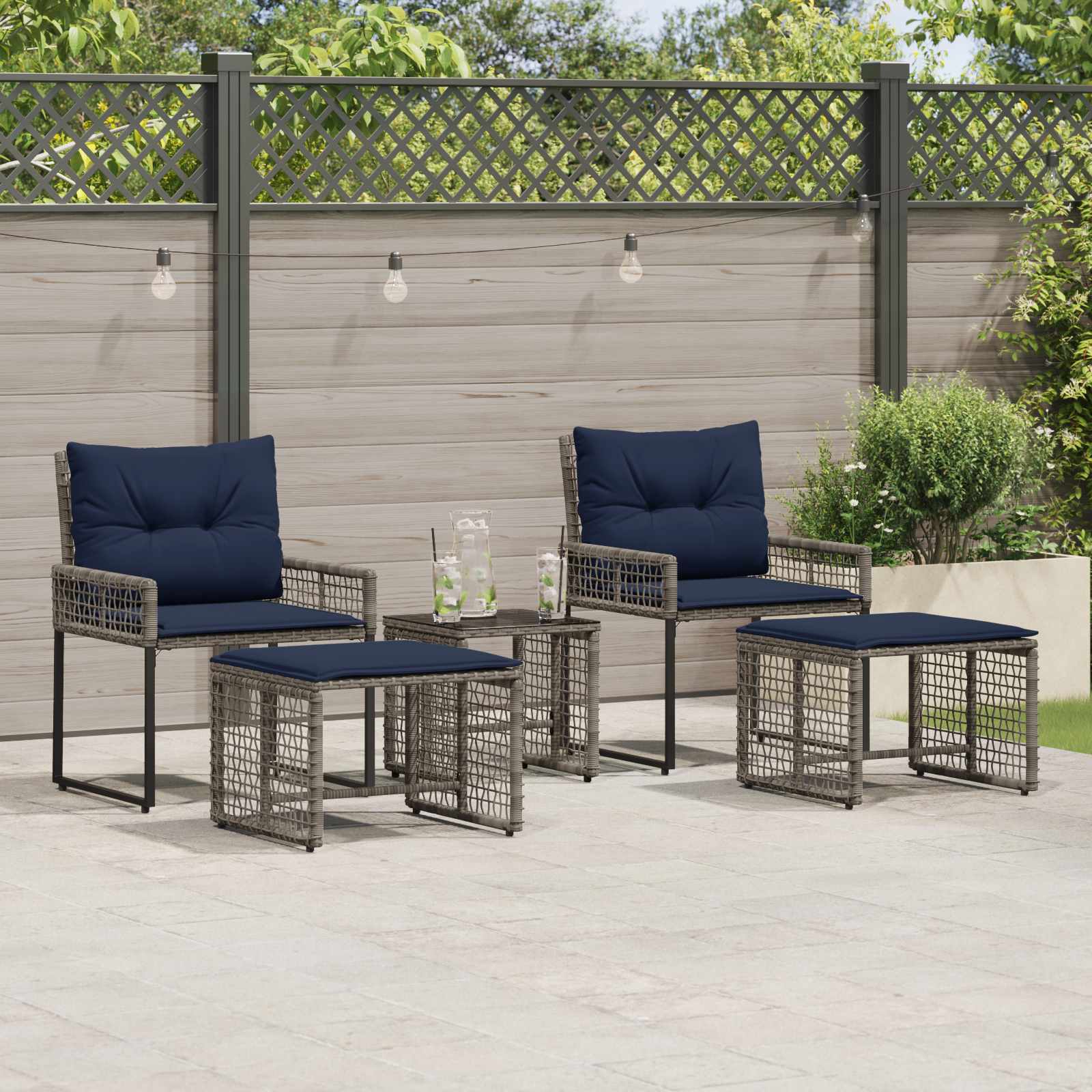 Ensemble de meubles d'extérieur 5 pcs Gris et marine - XIOS