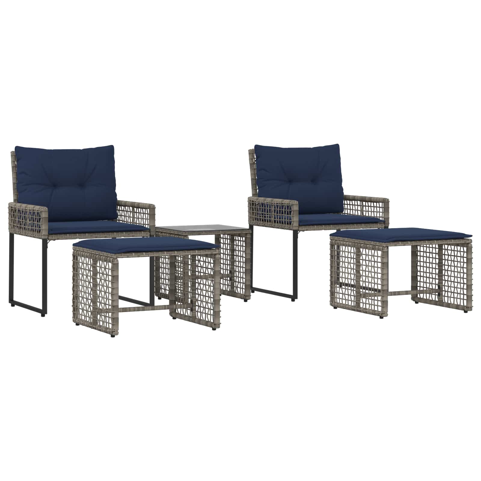 Ensemble de meubles d'extérieur 5 pcs Gris et marine - XIOS
