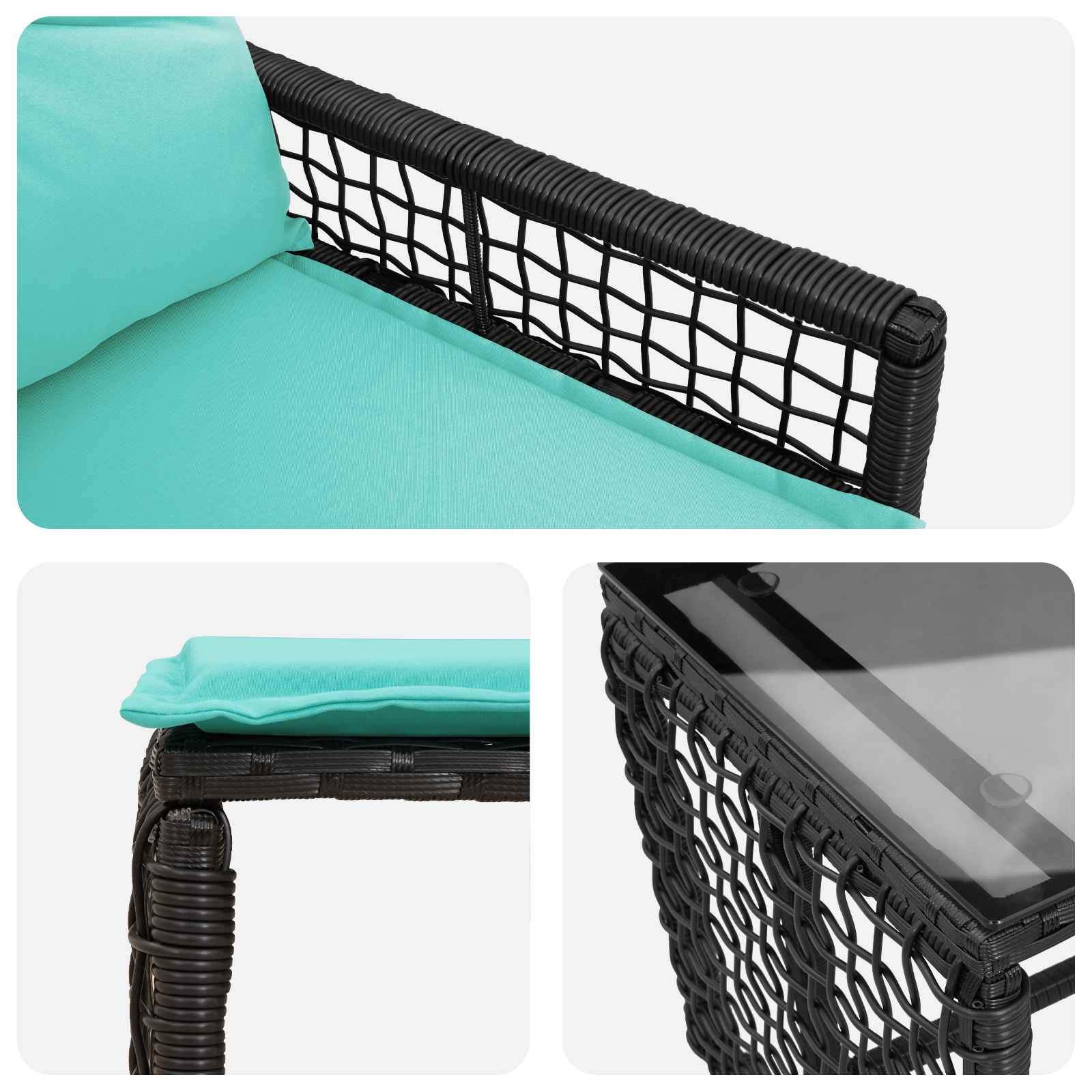 Ensemble de meubles d'extérieur 5 pcs Noir et turquoise - XIOS
