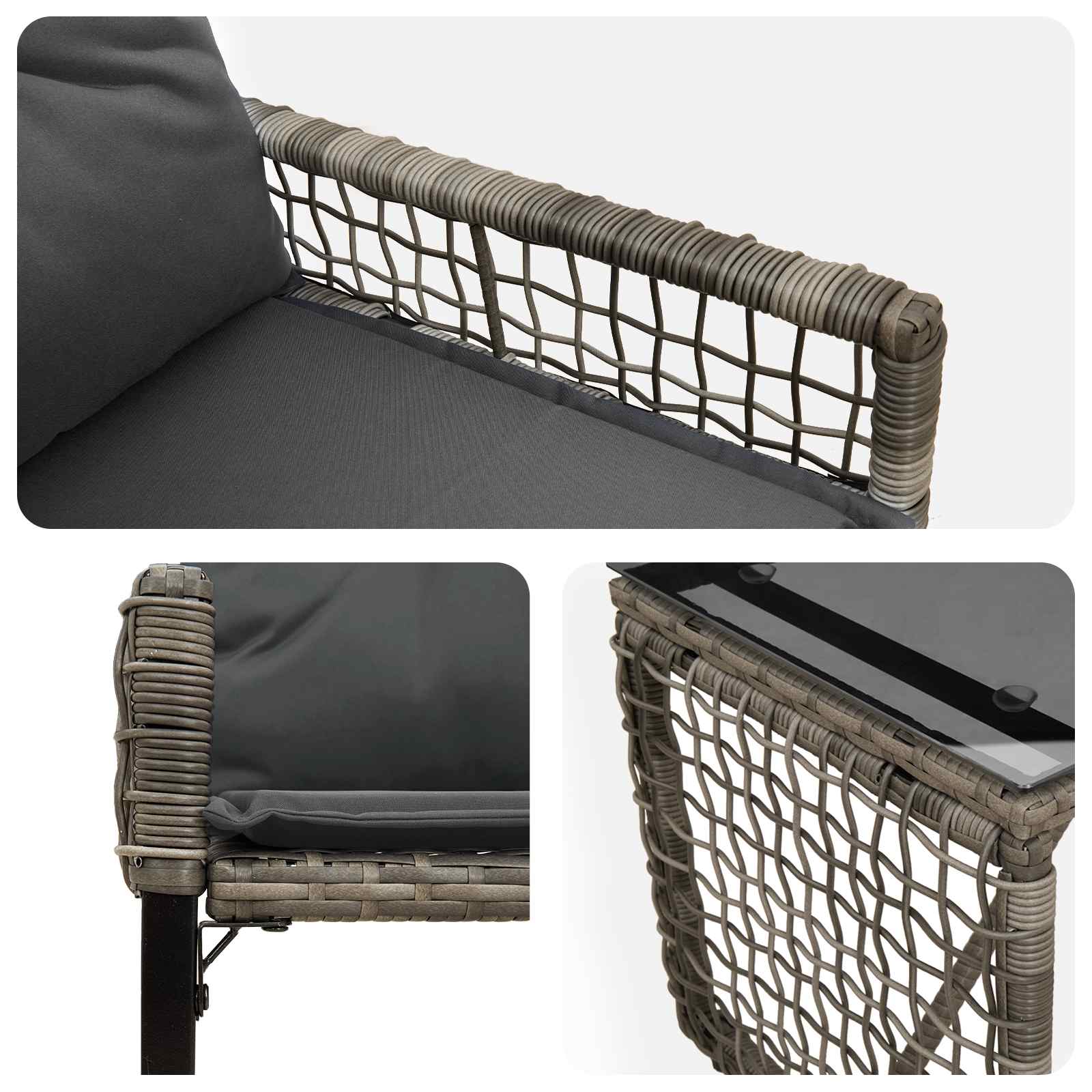 Ensemble de meubles d'extérieur avec coussin 3 pcs Gris - XIOS