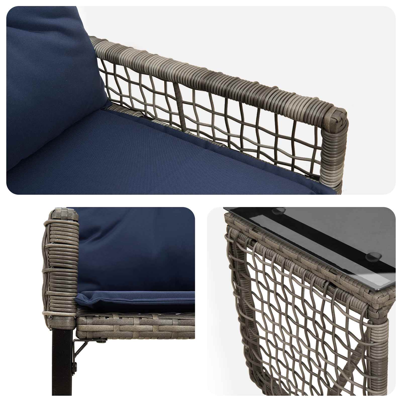 Ensemble de meubles d'extérieur 3 pcs Gris et marine - XIOS