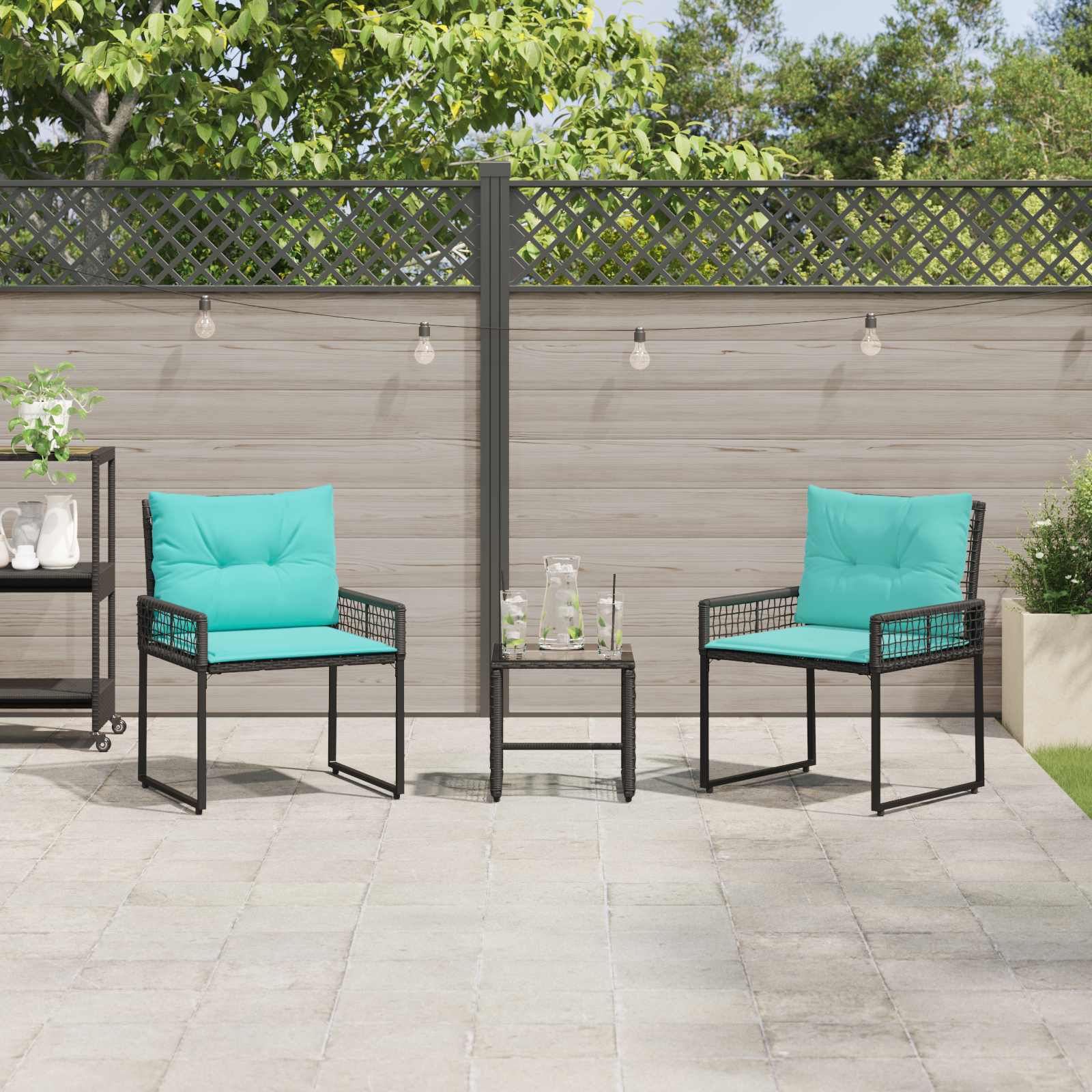 Ensemble de meubles d'extérieur 3 pcs Noir et turquoise - XIOS