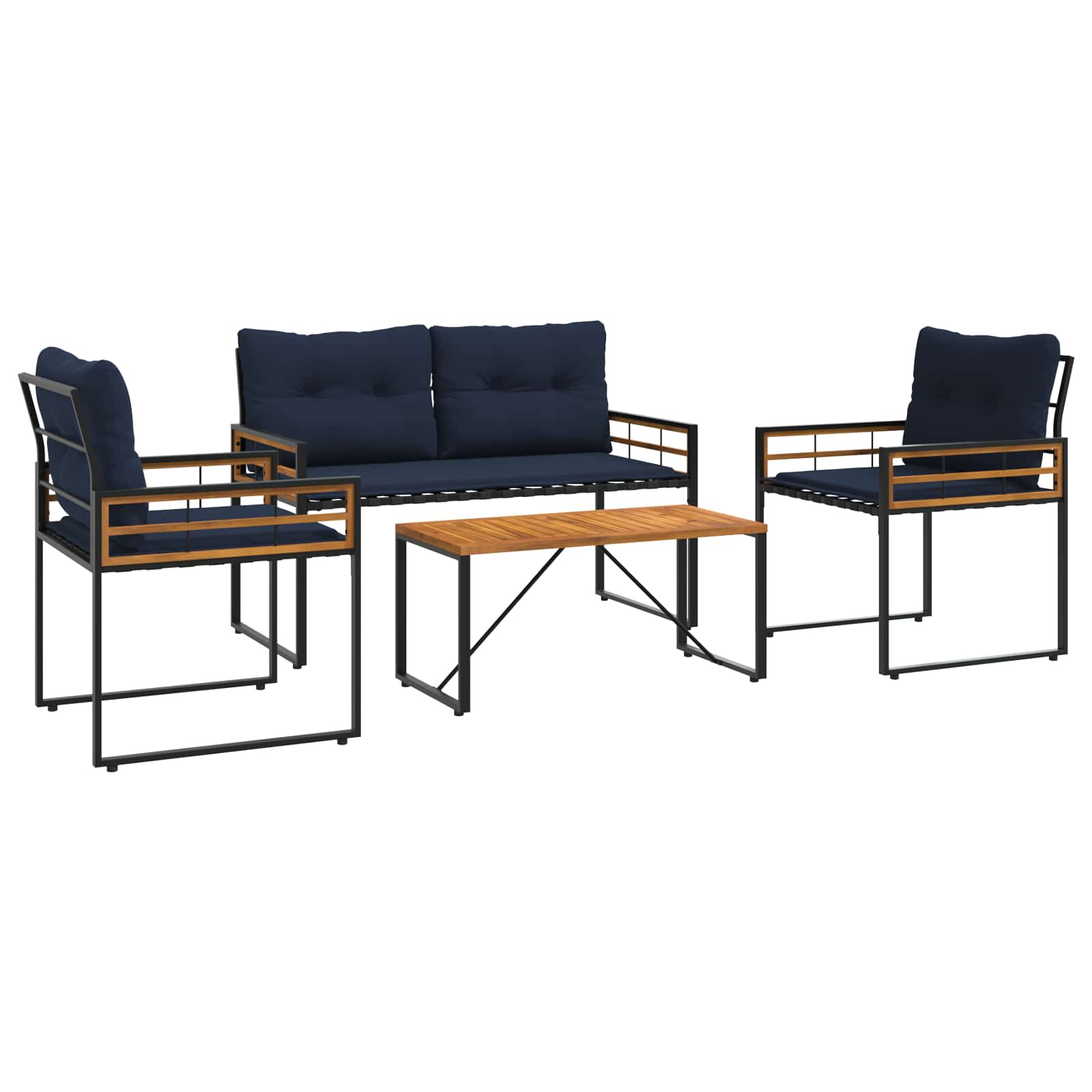 Ensemble de meubles d'extérieur avec coussin 4 pcs Bleu marine - XIOS