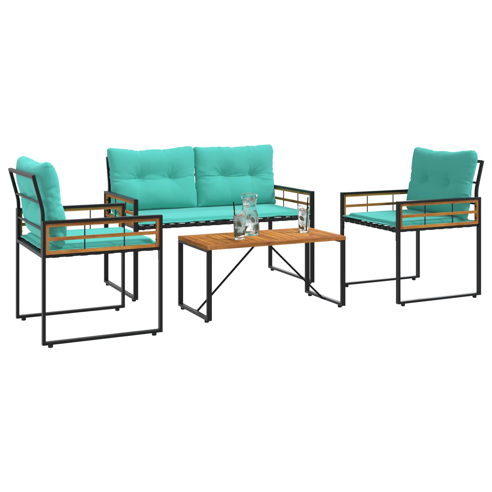 Ensemble de meubles d'extérieur avec coussin 4 pcs Turquoise - XIOS