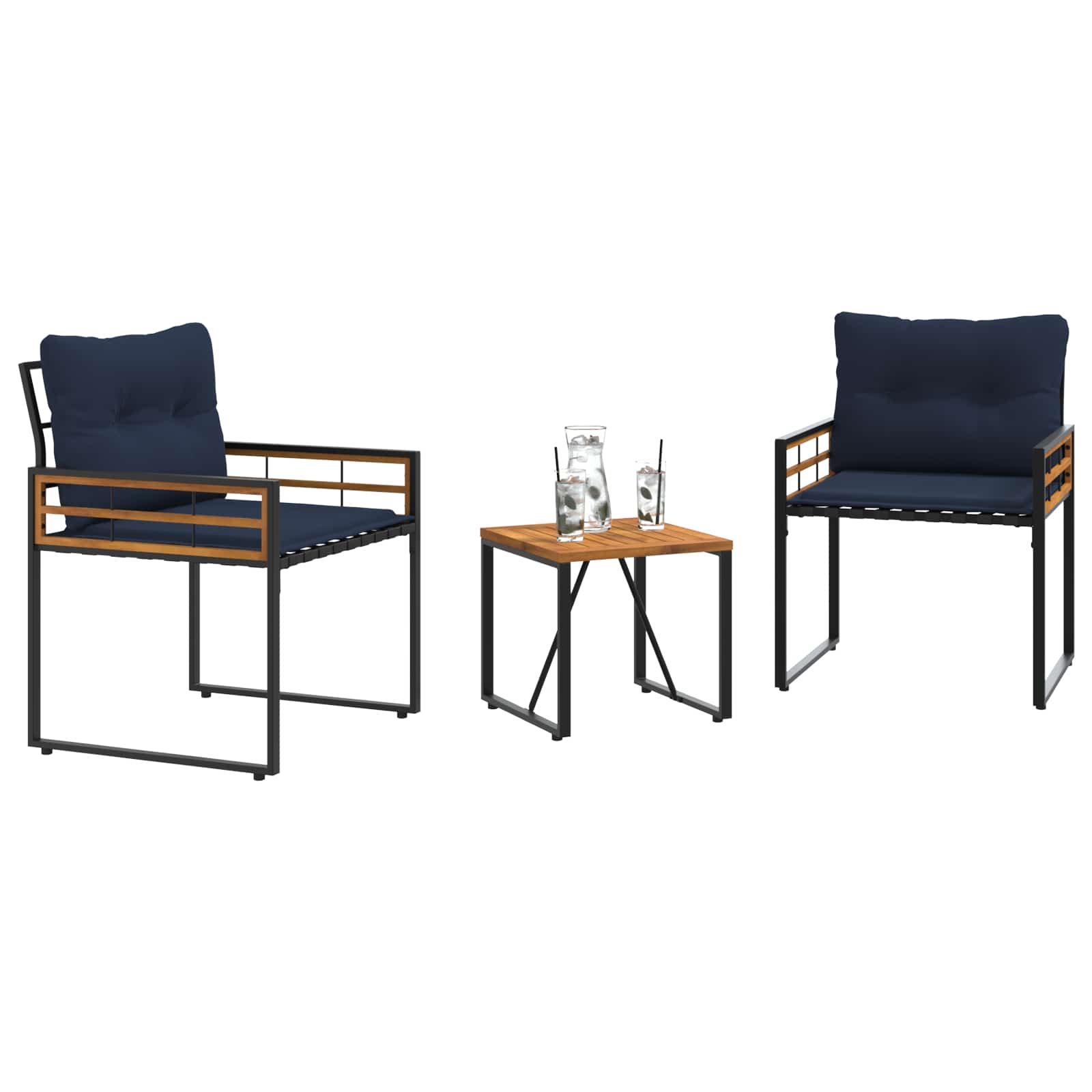 Ensemble de meubles d'extérieur avec coussin 3 pcs Bleu marine - XIOS