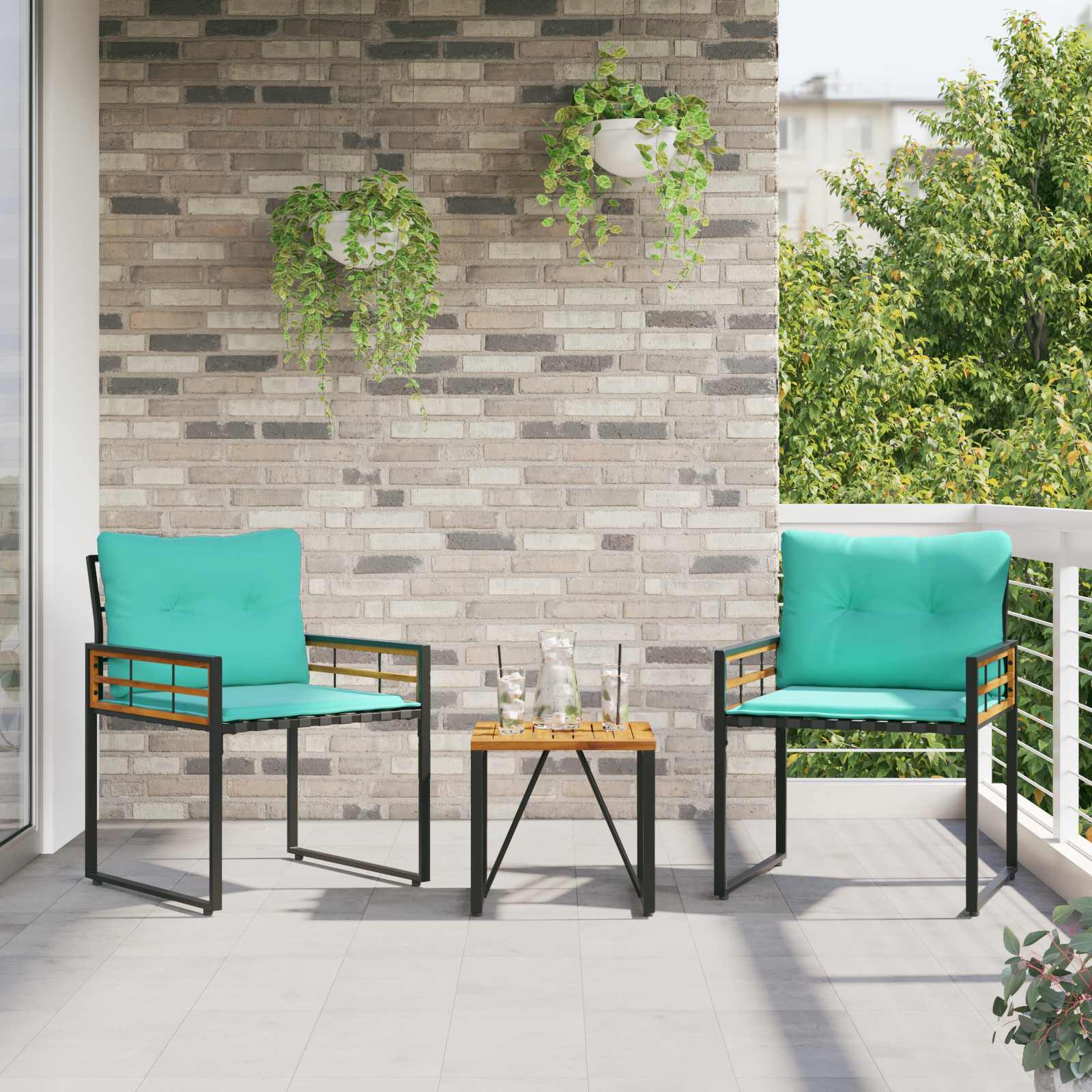Ensemble de meubles d'extérieur avec coussin 3 pcs Turquoise - XIOS
