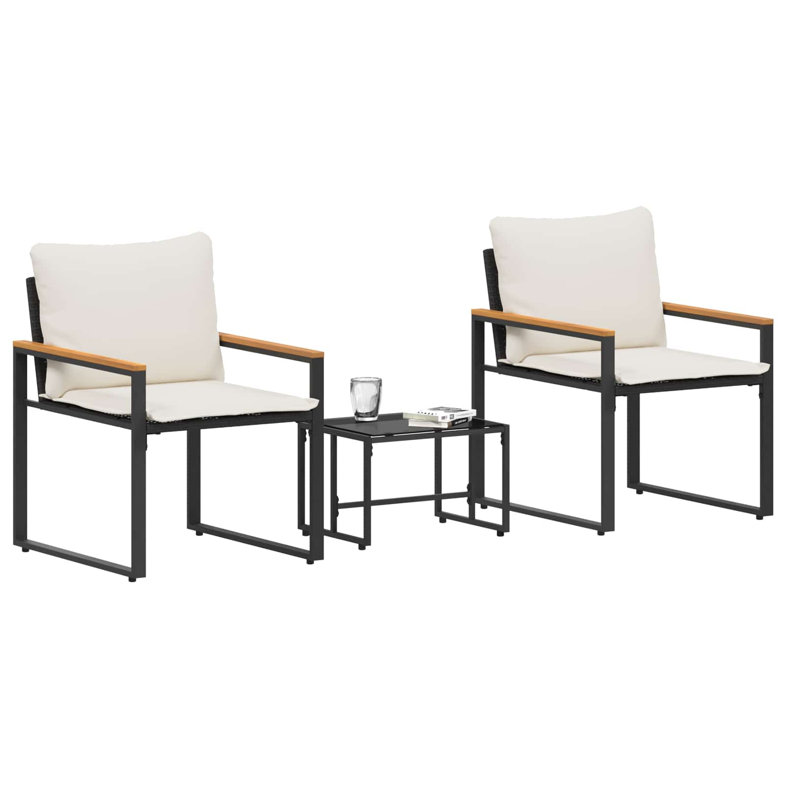 Ensembles de meubles 3 pcs Noir et blanc crème Rotin - XIOS