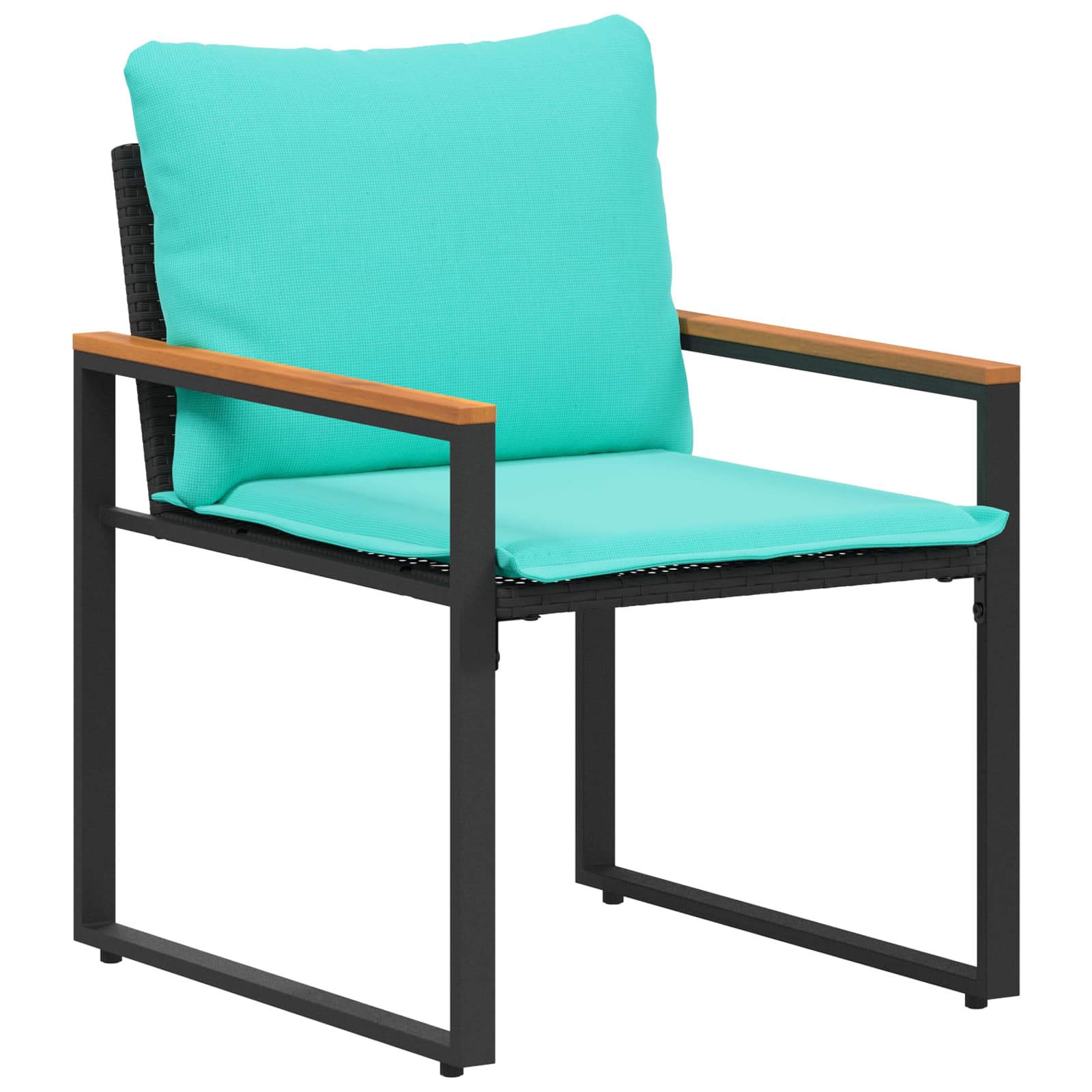 Ensembles de meubles avec coussin 3 pcs Noir et turquoise Rotin - XIOS