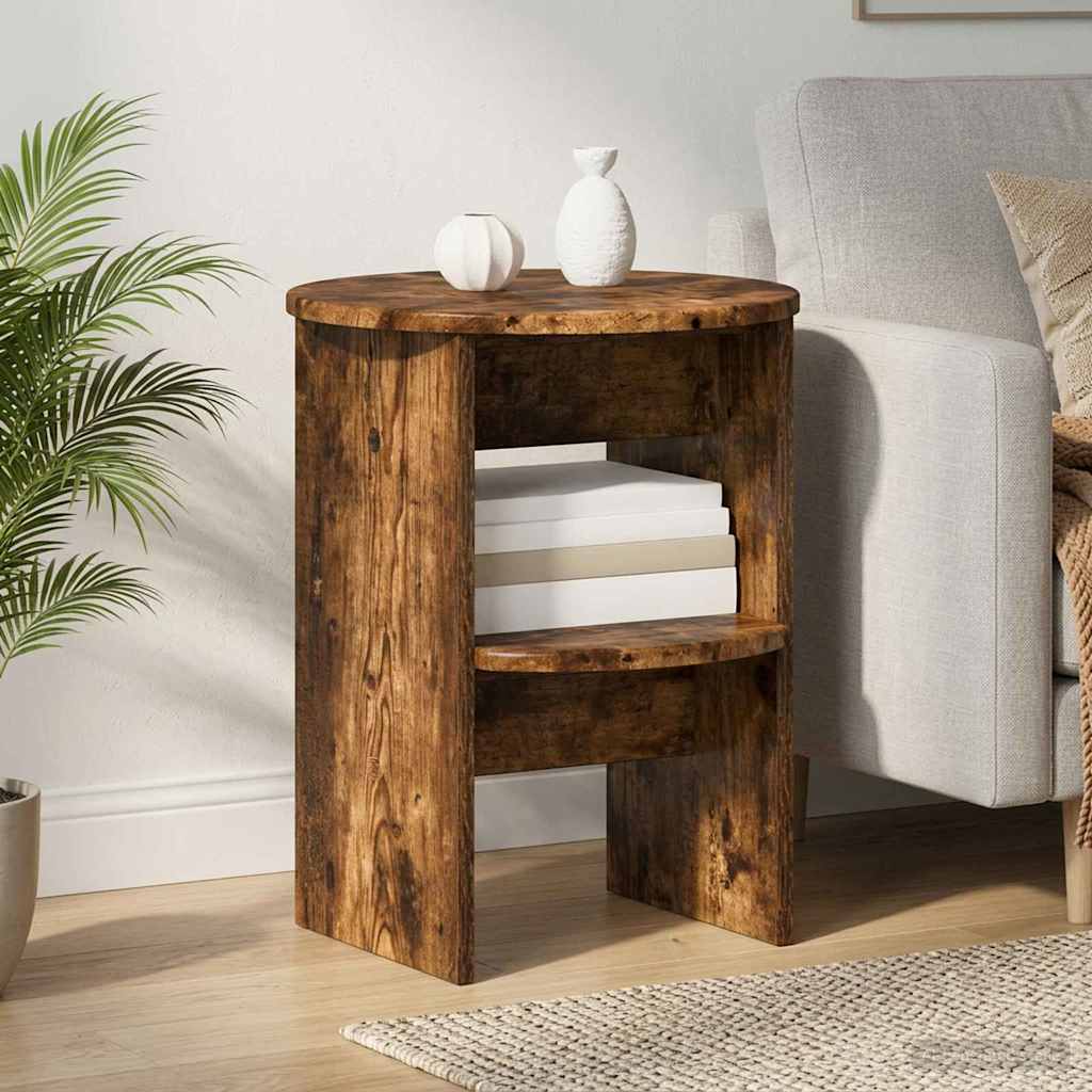 Meuble d'appoint 2 pcs Chêne Fumé Ø40 x 50 cm Bois d’ingénierie - XIOS