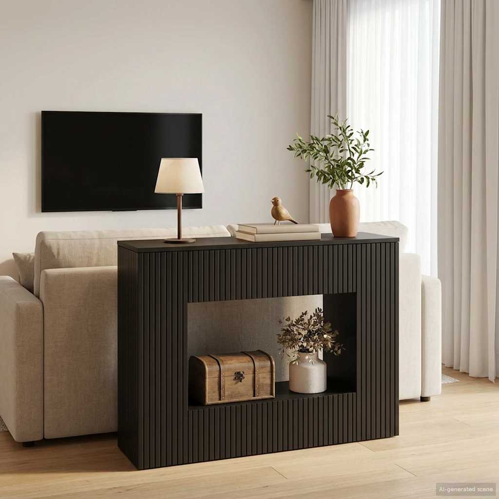 Table console Rayé Noir 101 x 29 x 74 cm Bois d’ingénierie - XIOS