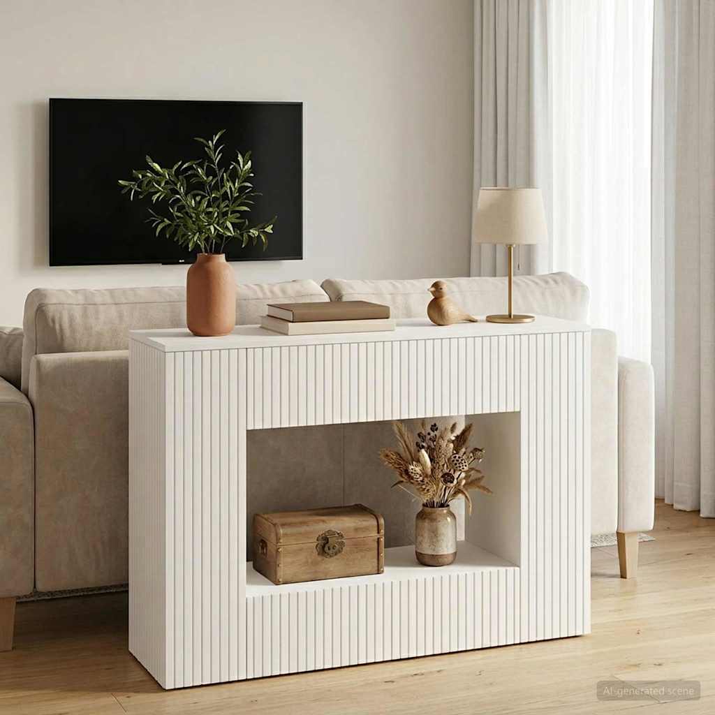 Table console Blanc Brillant 101 x 29 x 74 cm Bois d’ingénierie - XIOS