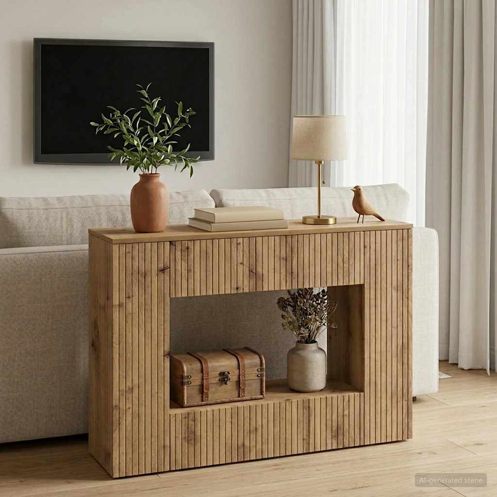 Table console Rayé Chêne Artisanal 101 x 29 x 74 cm - XIOS
