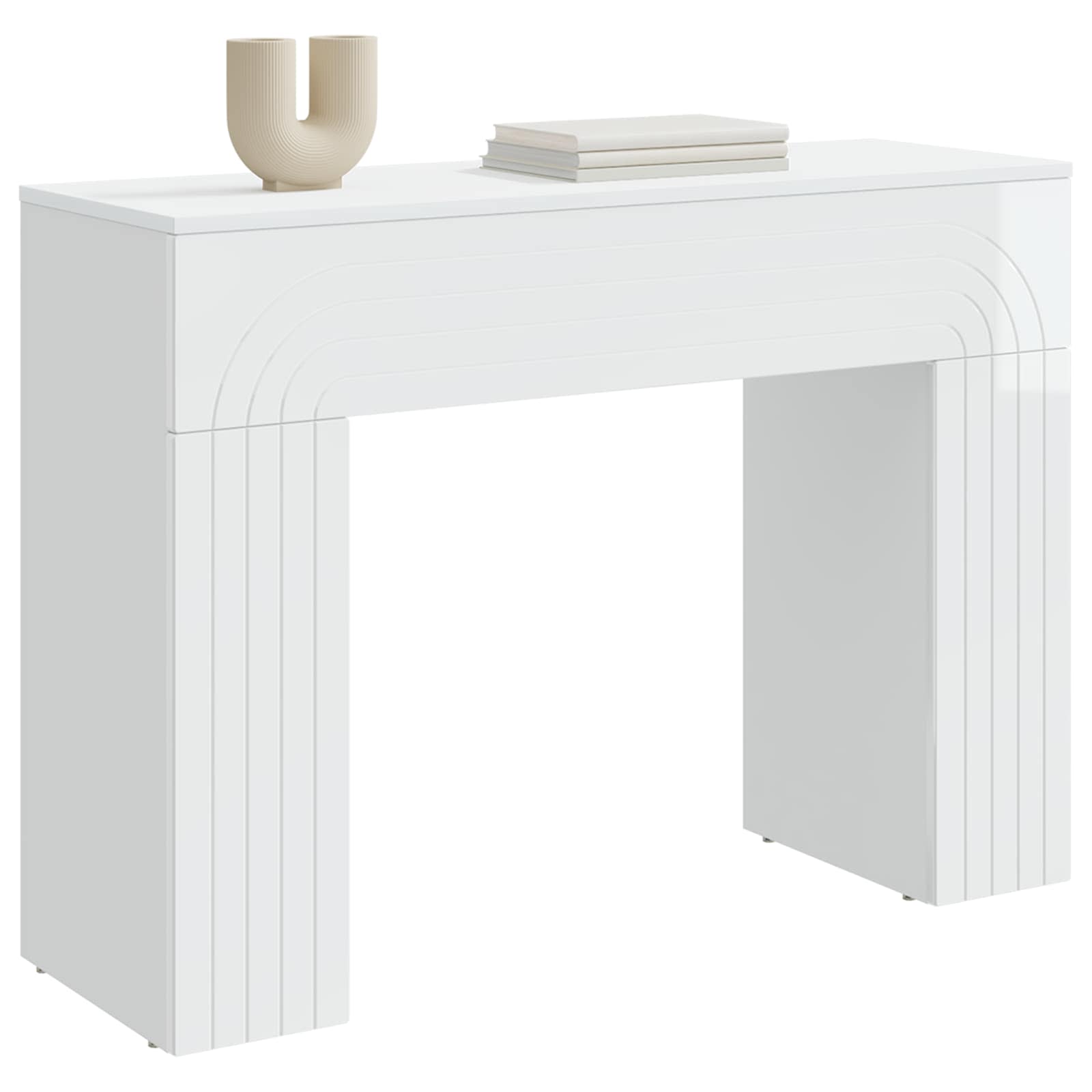 Table basse Blanc brillant 102 x 35 x 75 cm Bois d'ingénierie - XIOS