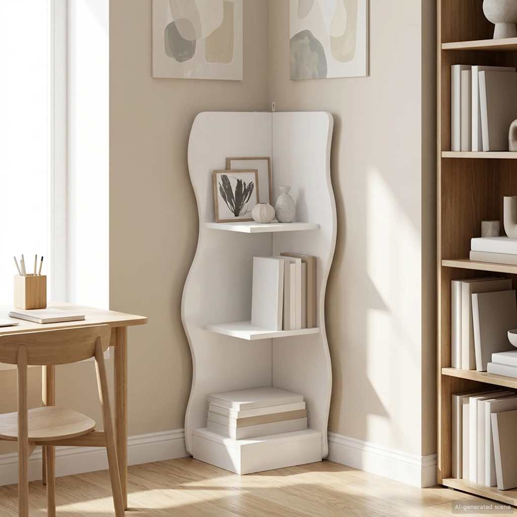 Étagère d'angle Blanc 34 x 33 x 102 cm Bois d'ingénierie - XIOS