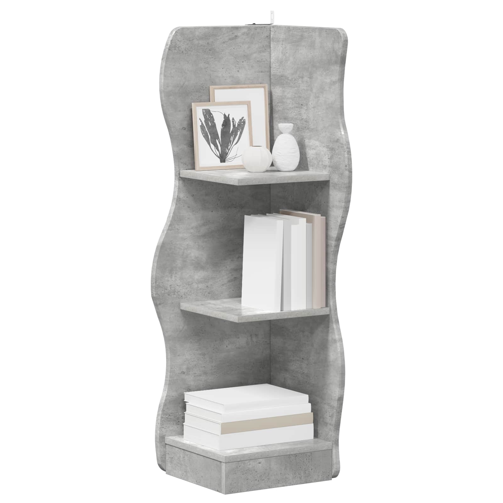 Étagère d'angle Gris béton 34 x 33 x 102 cm Bois d'ingénierie - XIOS