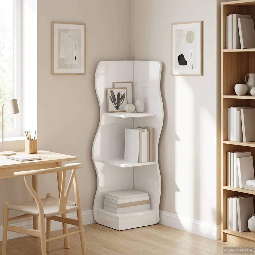 Étagère d'angle avec étagère Blanc brillant 34 x 33 x 102 cm - XIOS
