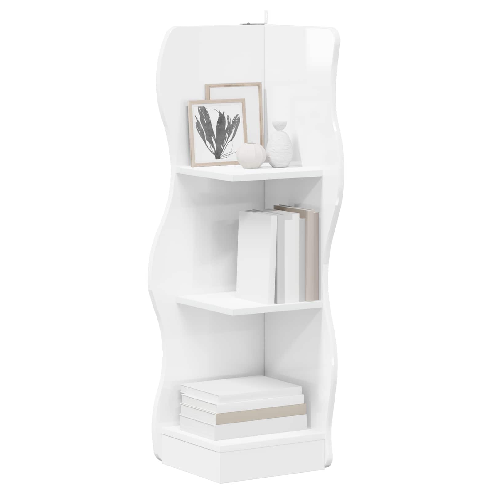 Étagère d'angle avec étagère Blanc brillant 34 x 33 x 102 cm - XIOS