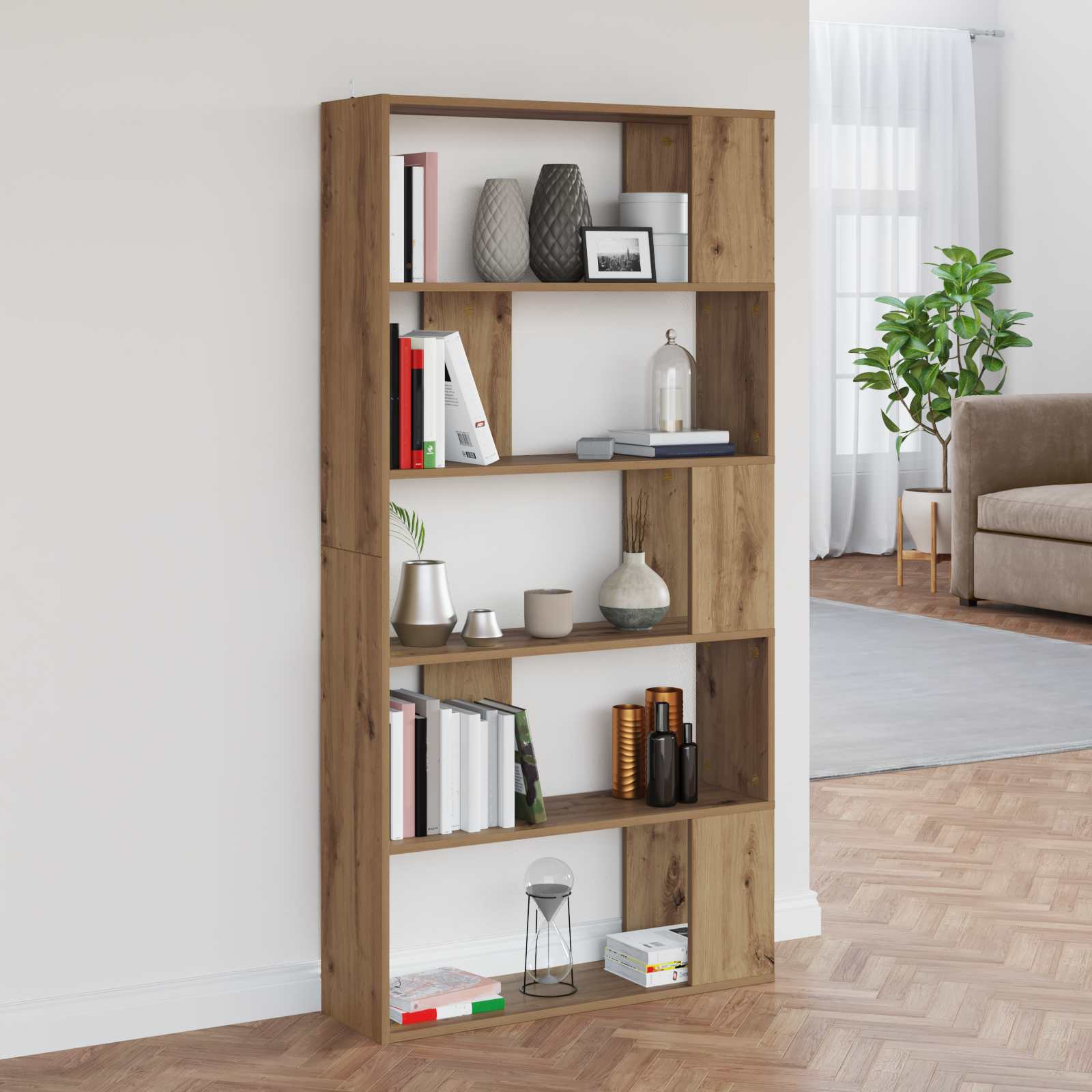 Bibliothèque 80 x 24 x 159 cm Bois d'ingénierie Chêne artisanal - XIOS