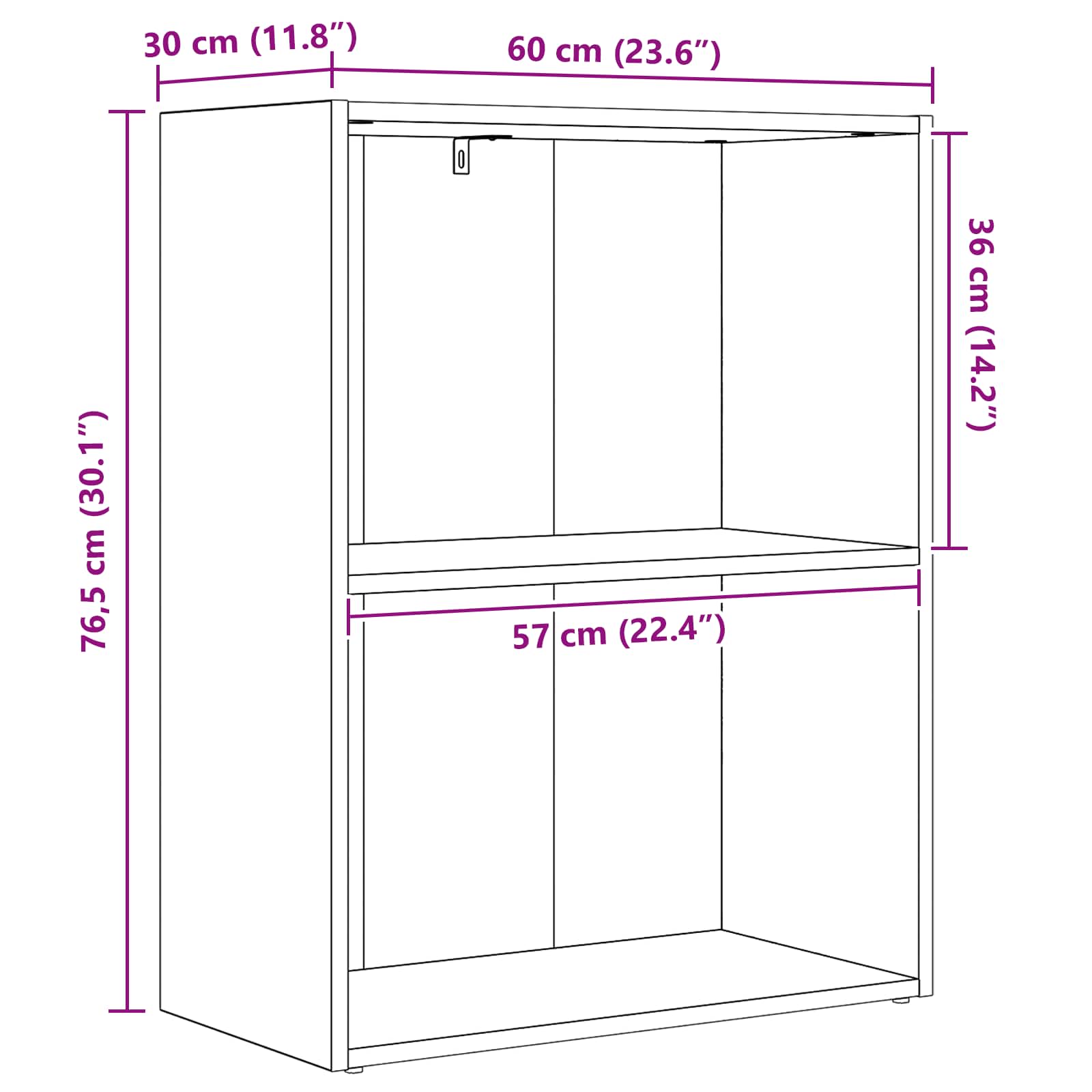 Étagère 60 x 30 x 76.5 cm Bois d'ingénierie Chêne noir - XIOS