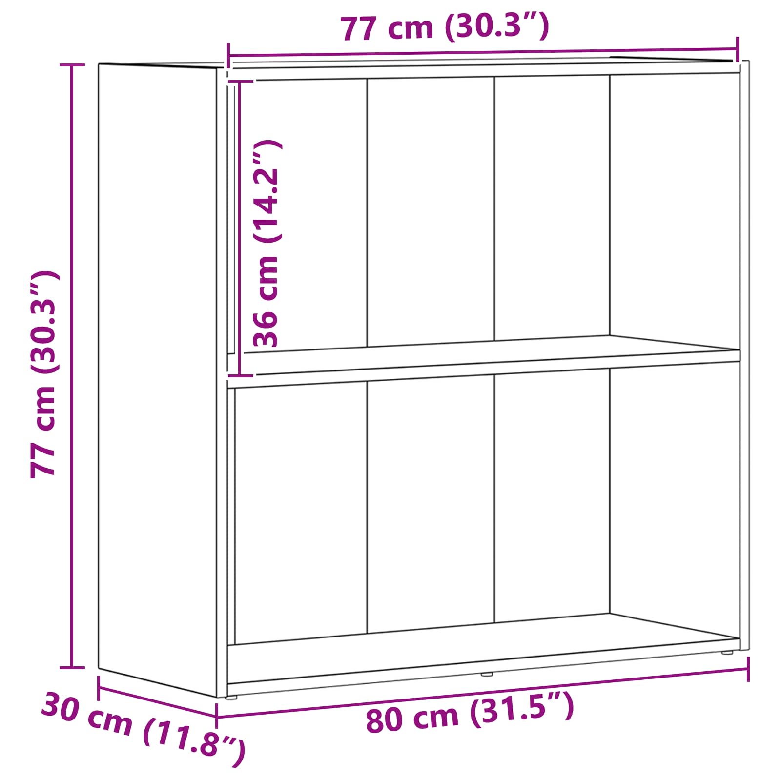 Étagère 80 x 30 x 76,5 cm Bois d'ingénierie Chêne noir - XIOS