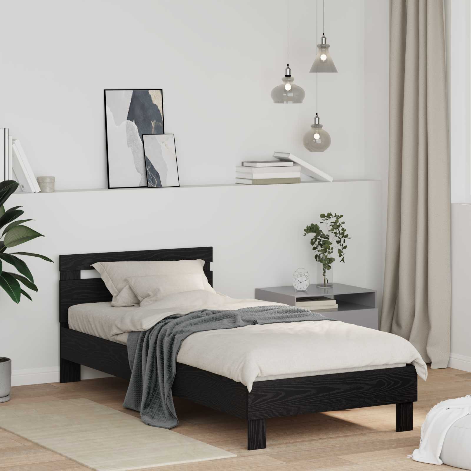 Cadre de lit Chêne noir 75 x 190 cm Bois d'ingénierie - XIOS