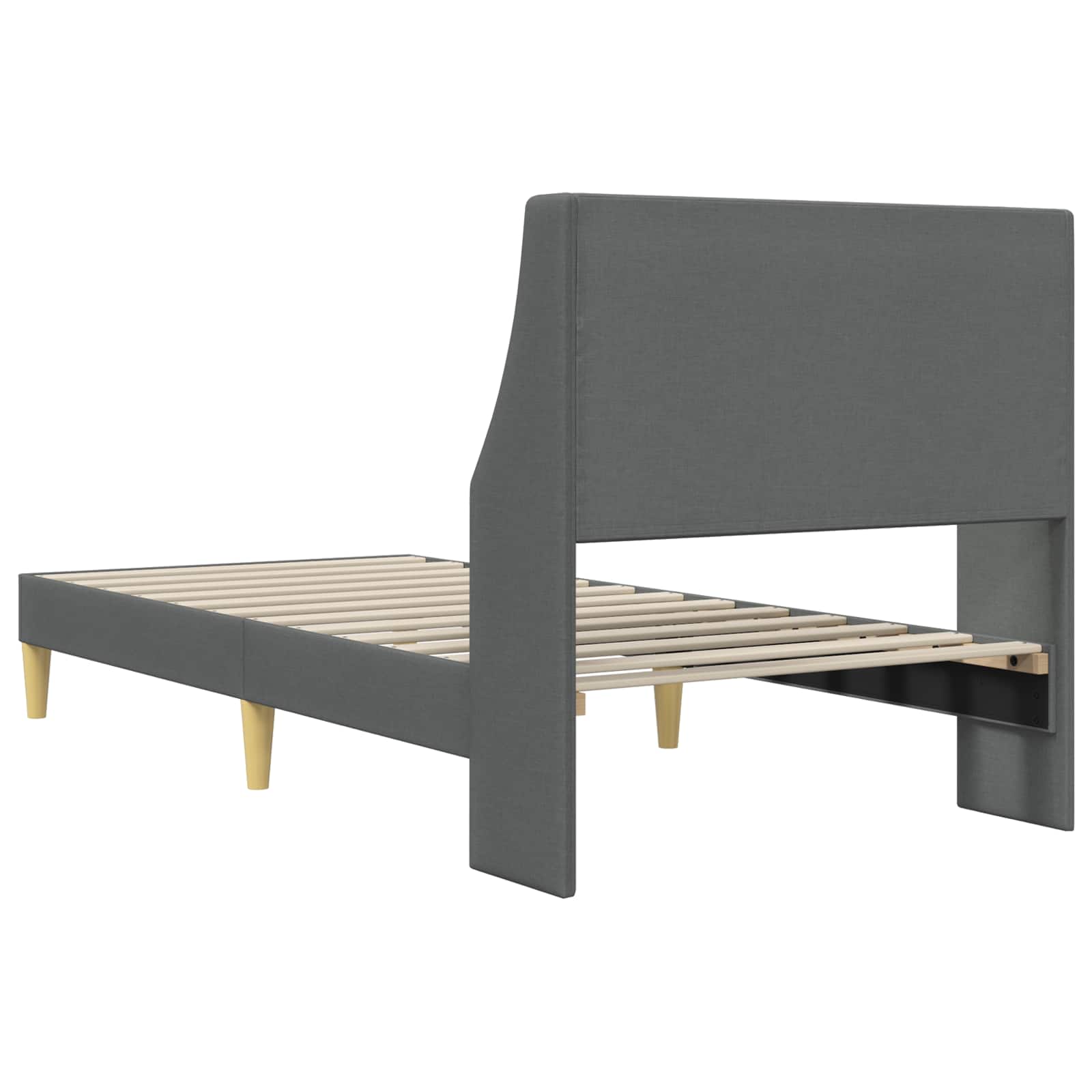 Cadre de lit avec tête de lit Gris foncé 100 x 200 cm tissu - XIOS