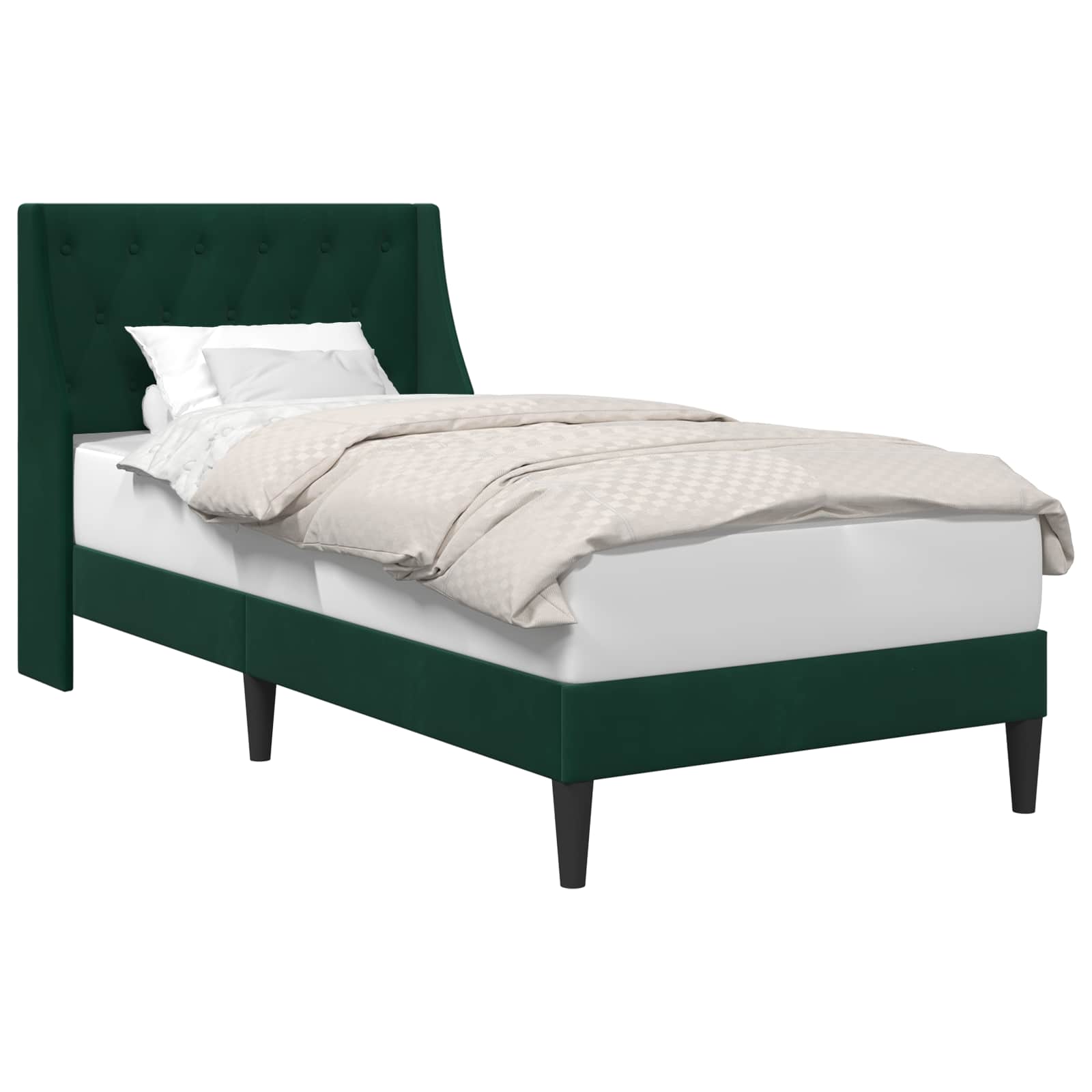 Cadre de lit avec tête de lit Vert foncé 90 x 200 cm Velours - XIOS