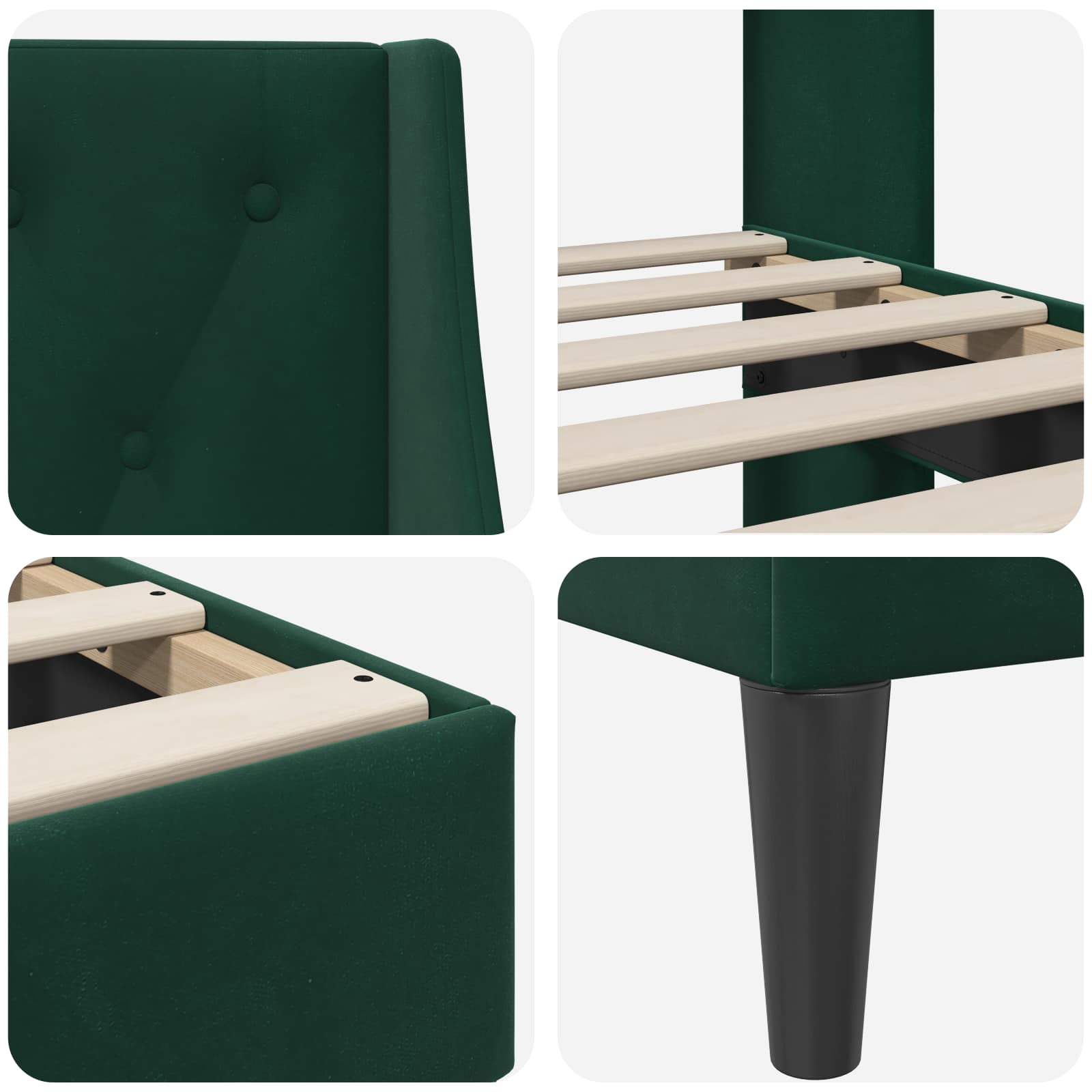Cadre de lit avec tête de lit Vert foncé 100 x 200 cm Velours - XIOS