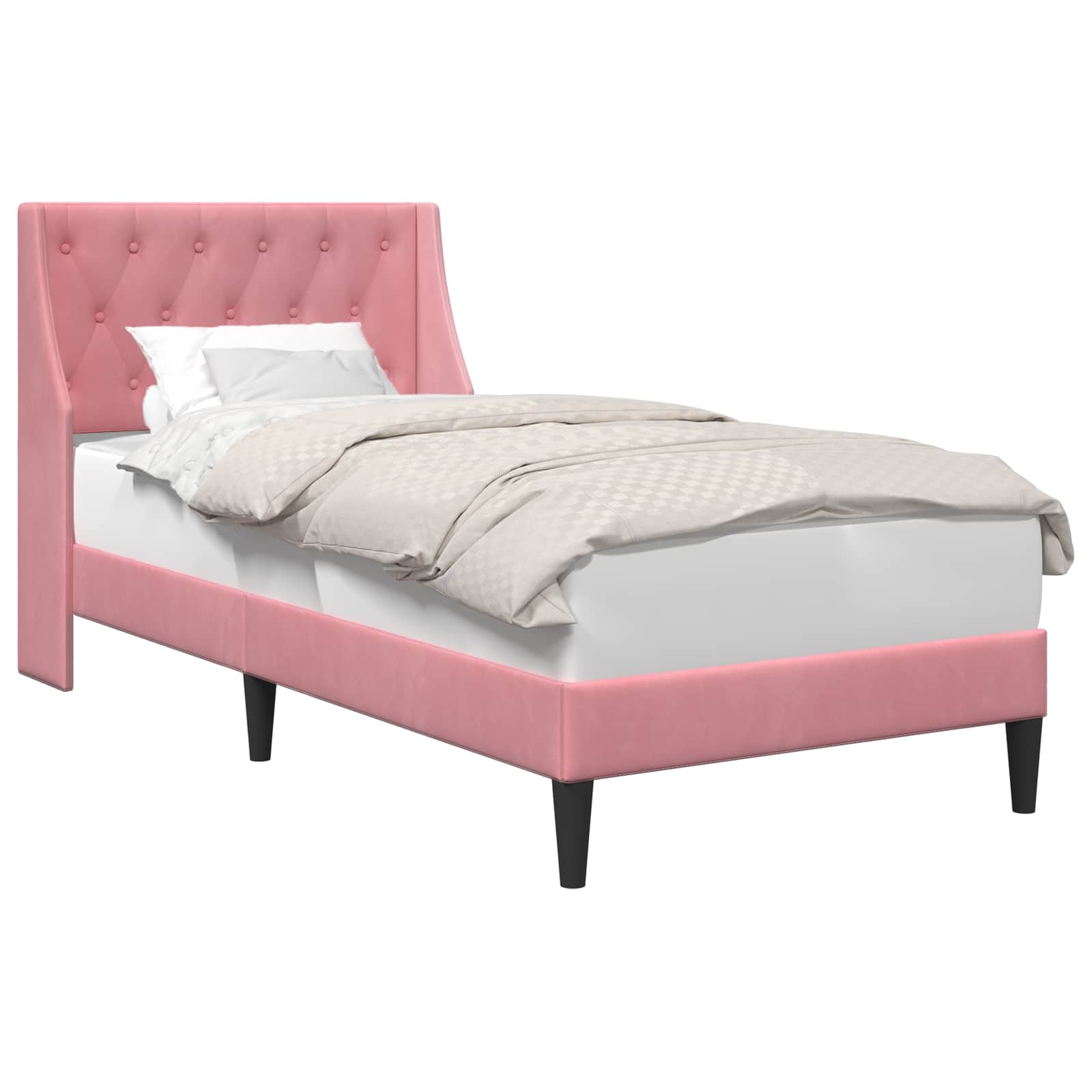 Cadre de lit avec tête de lit Rose 100 x 200 cm Velours - XIOS