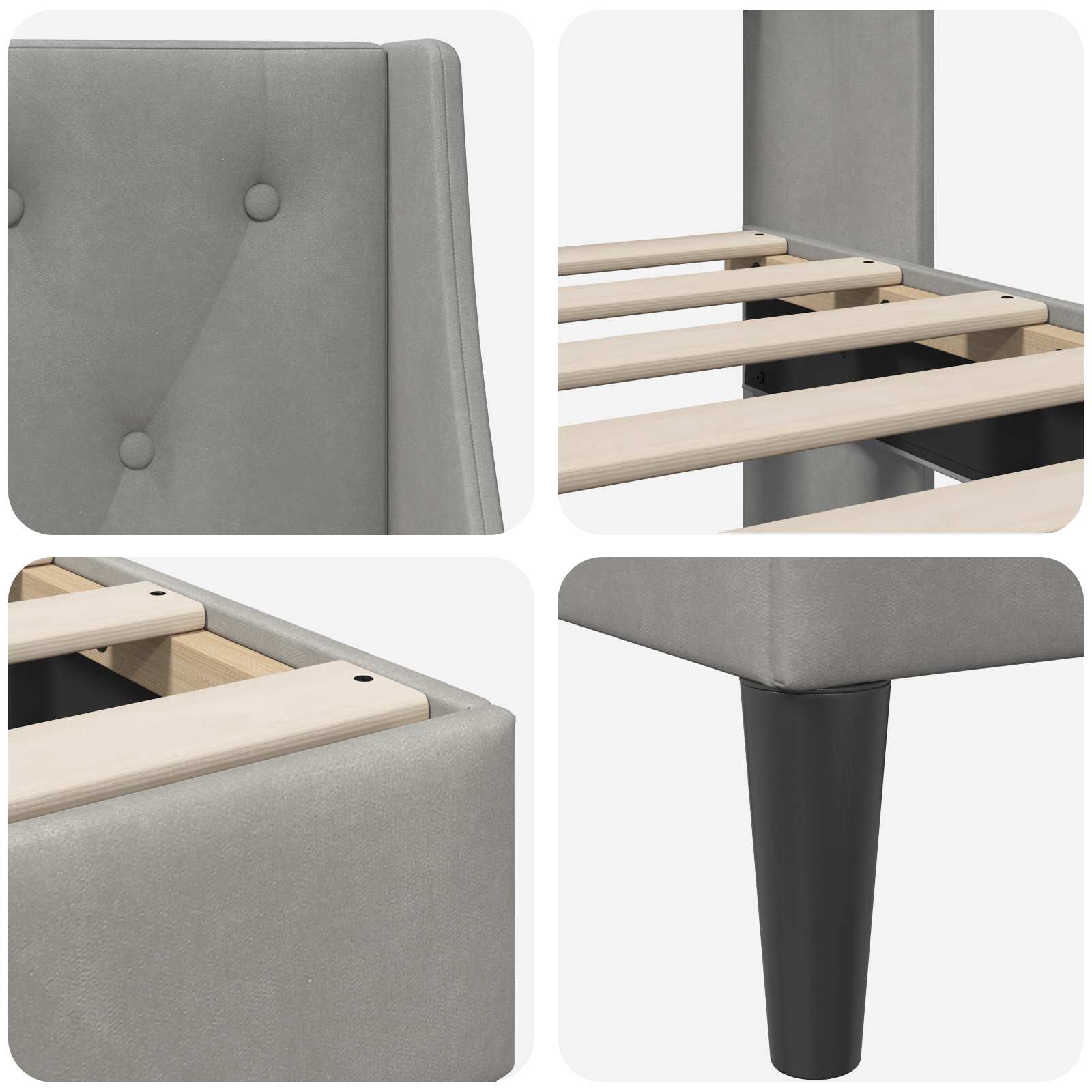 Cadre de lit avec tête de lit Gris clair 120 x 190 cm Velours - XIOS