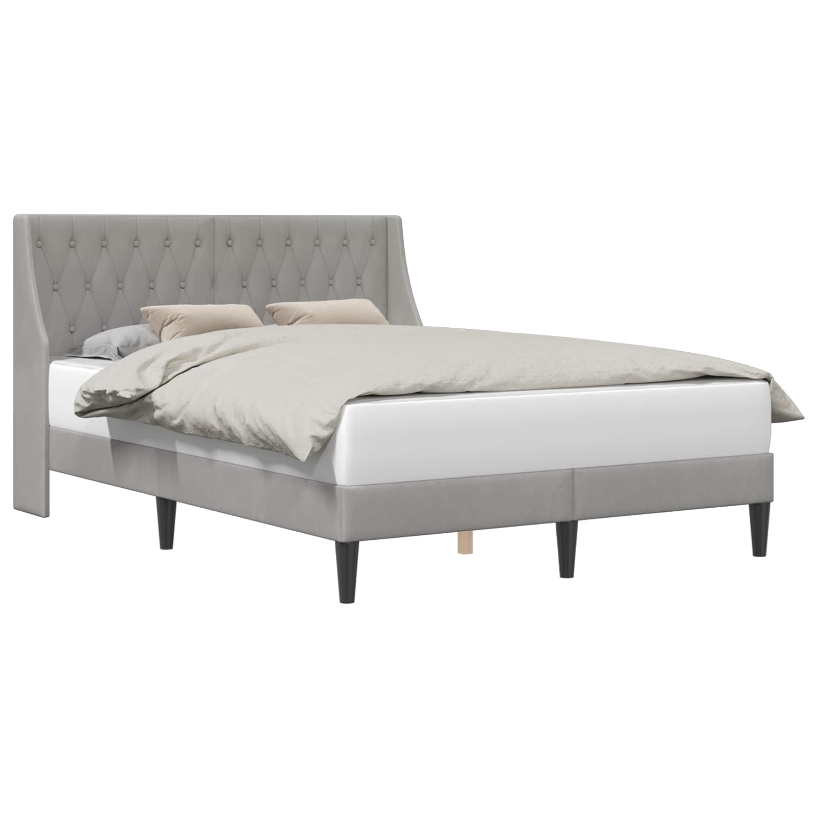 Cadre de lit avec tête de lit Gris clair 120 x 190 cm Velours - XIOS