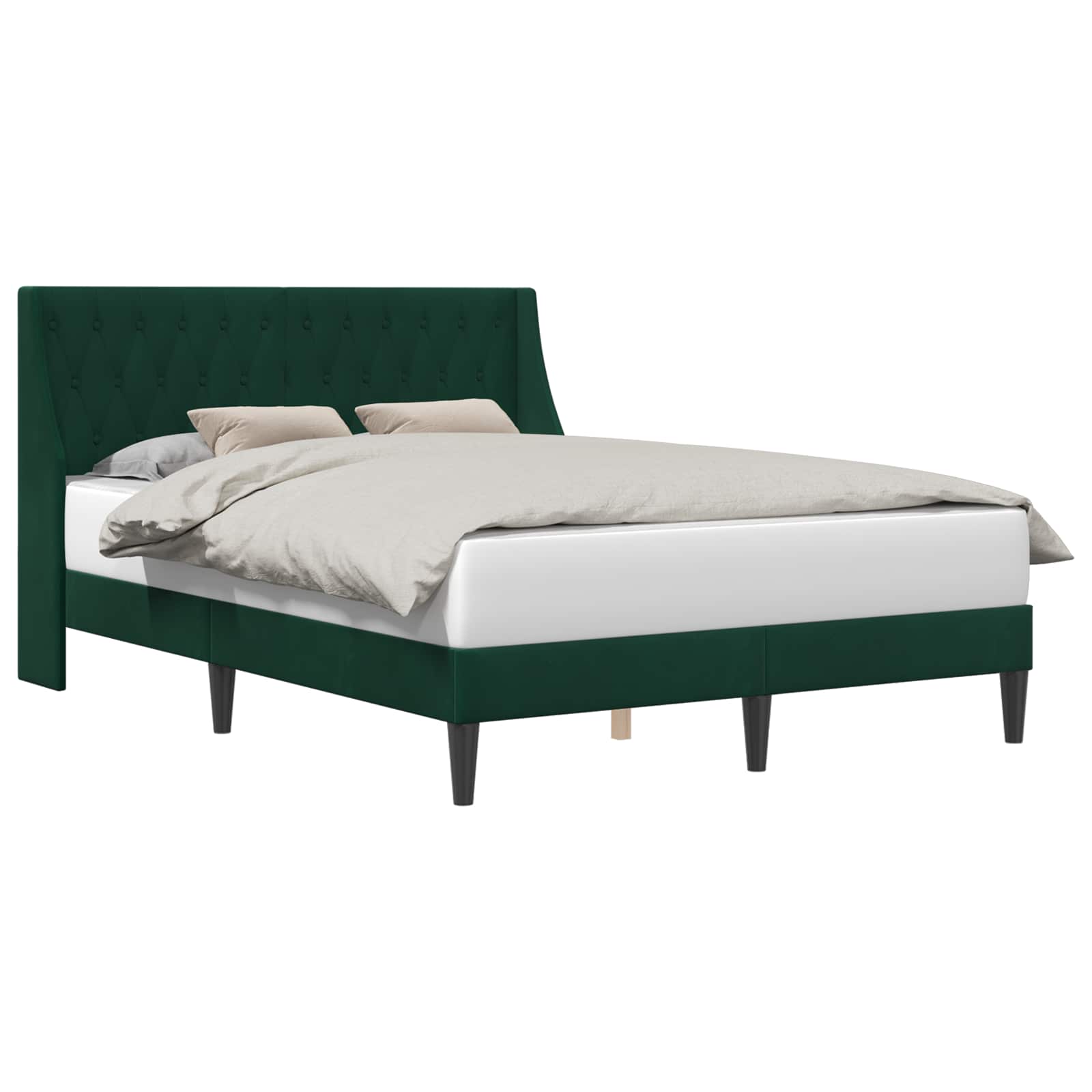Cadre de lit avec tête de lit Vert foncé 120 x 190 cm Velours - XIOS