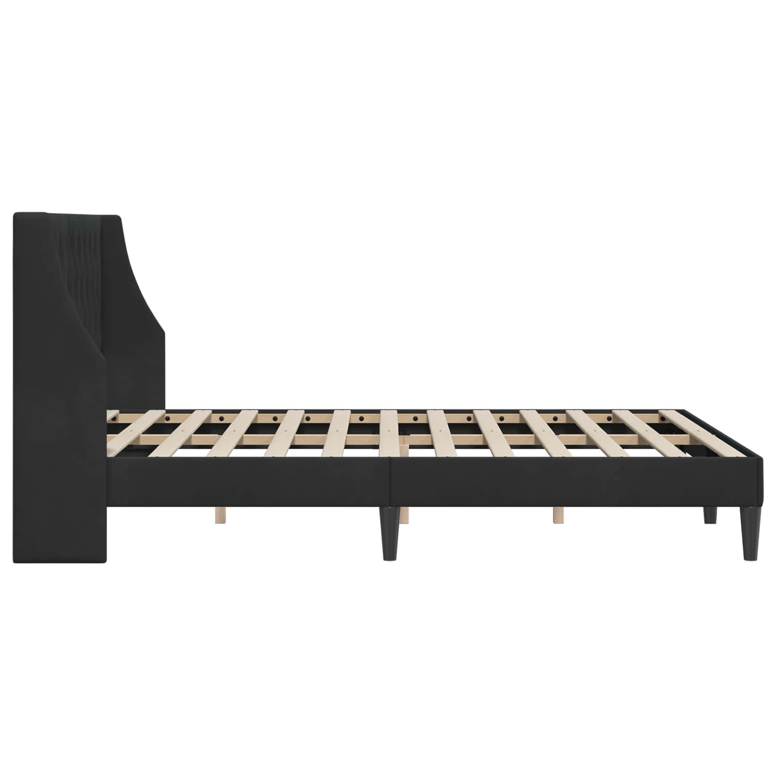 Cadre de lit avec tête de lit Noir 140 x 190 cm Velours - XIOS
