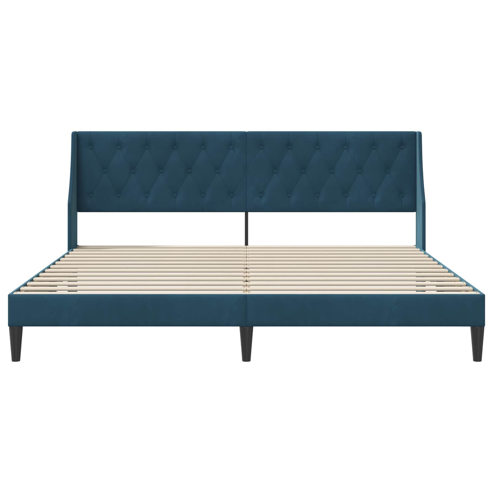 Cadre de lit avec tête de lit Bleu 200 x 200 cm Velours - XIOS