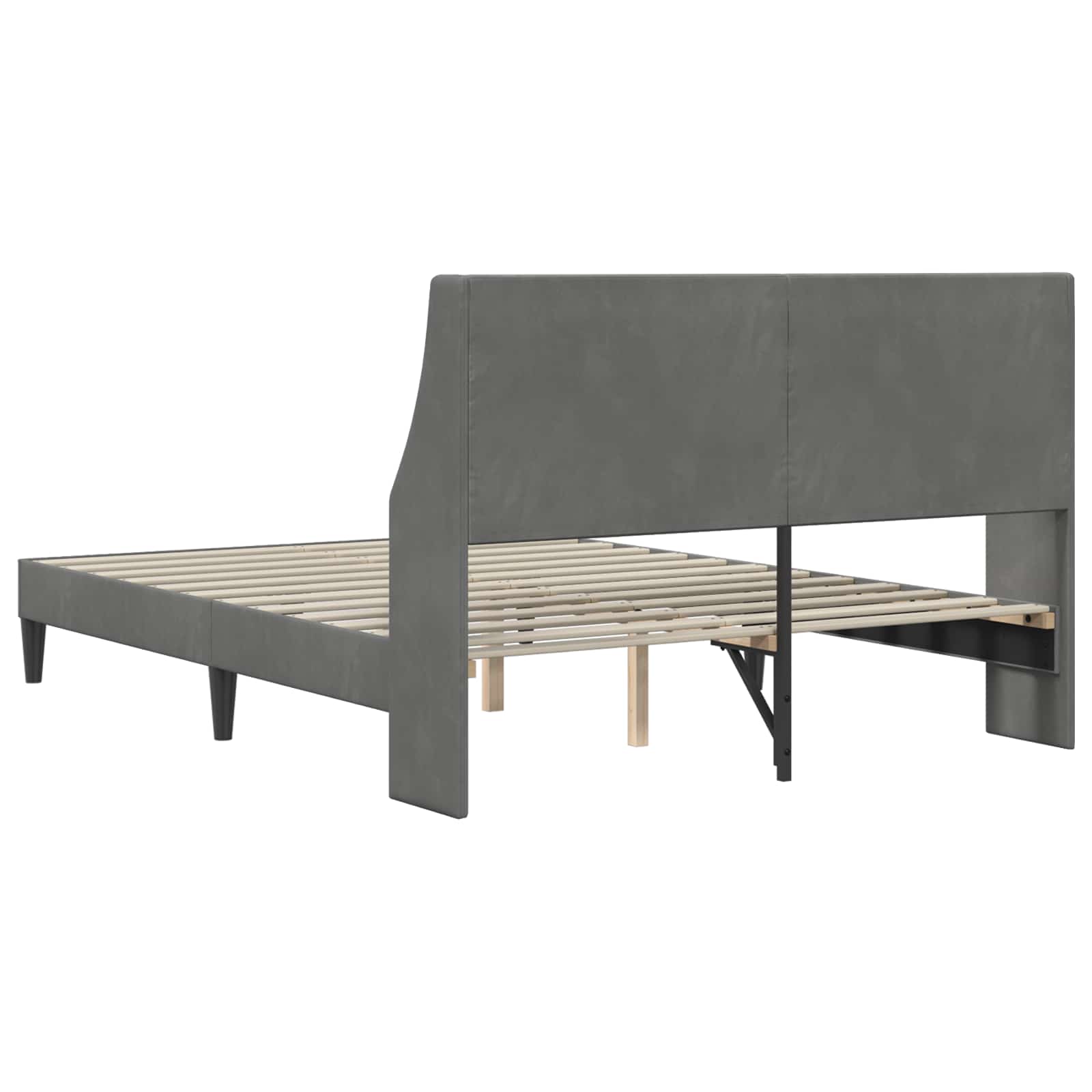 Cadre de lit avec tête de lit Gris foncé 137 x 190 cm Velours - XIOS