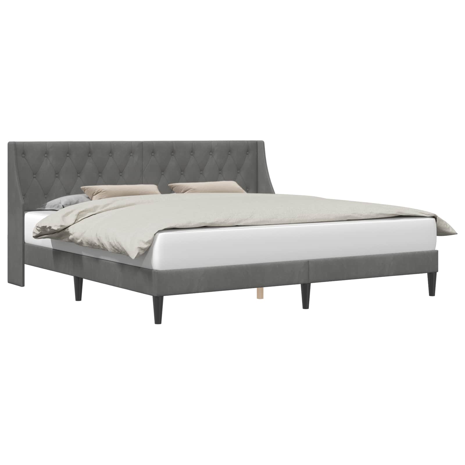 Cadre de lit avec tête de lit Gris foncé 183 x 213 cm Velours - XIOS
