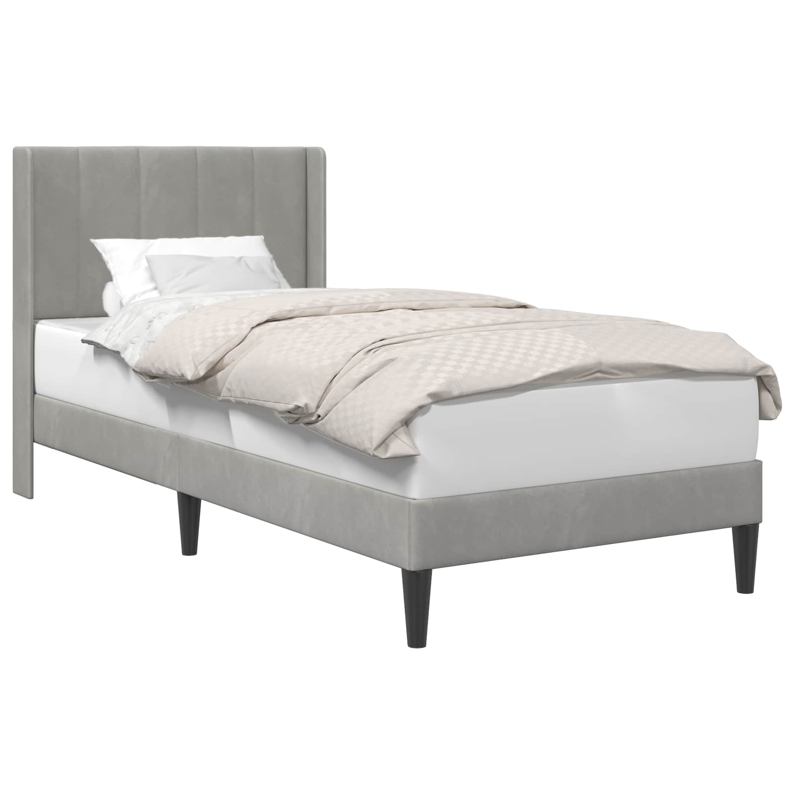 Cadre de lit avec tête de lit Gris clair 90 x 200 cm Velours - XIOS