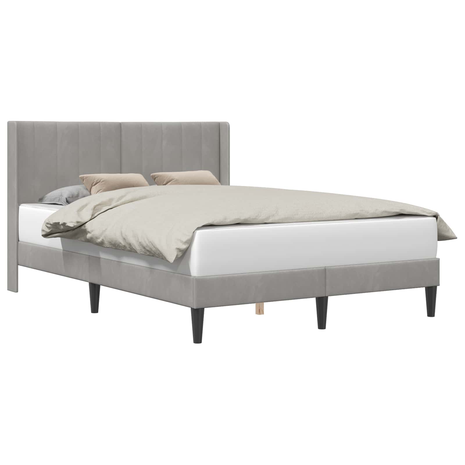 Cadre de lit avec tête de lit Gris clair 120 x 190 cm Velours - XIOS