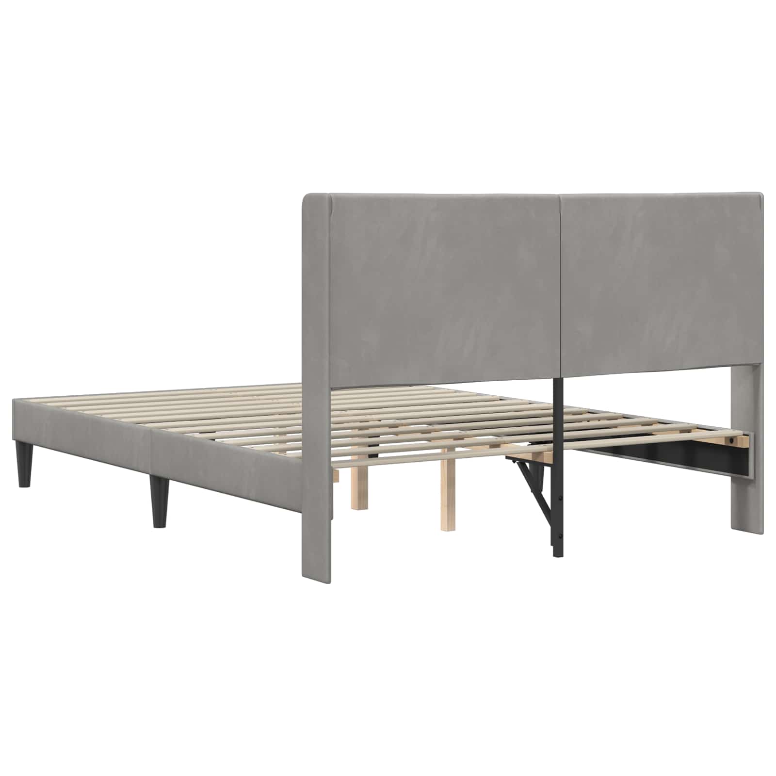 Cadre de lit avec tête de lit Gris clair 120 x 190 cm Velours - XIOS