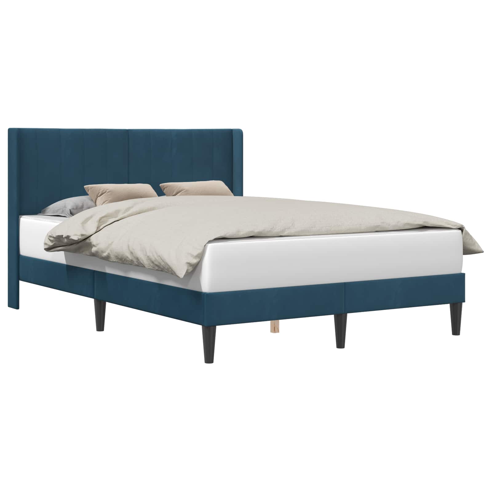 Cadre de lit avec tête de lit Bleu 140 x 190 cm Velours - XIOS