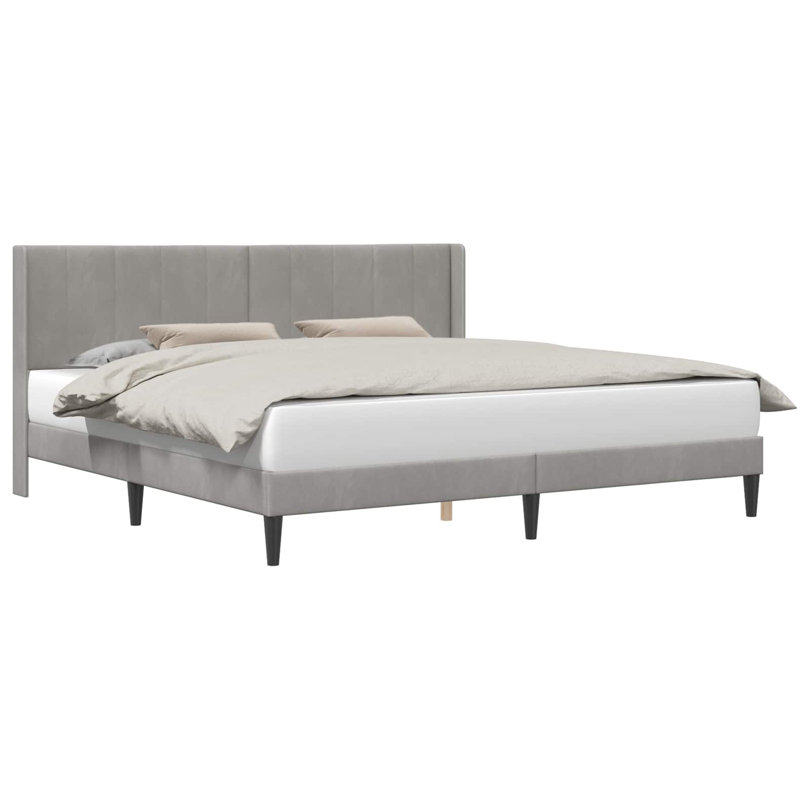 Cadre de lit avec tête de lit Gris clair 180 x 200 cm Velours - XIOS