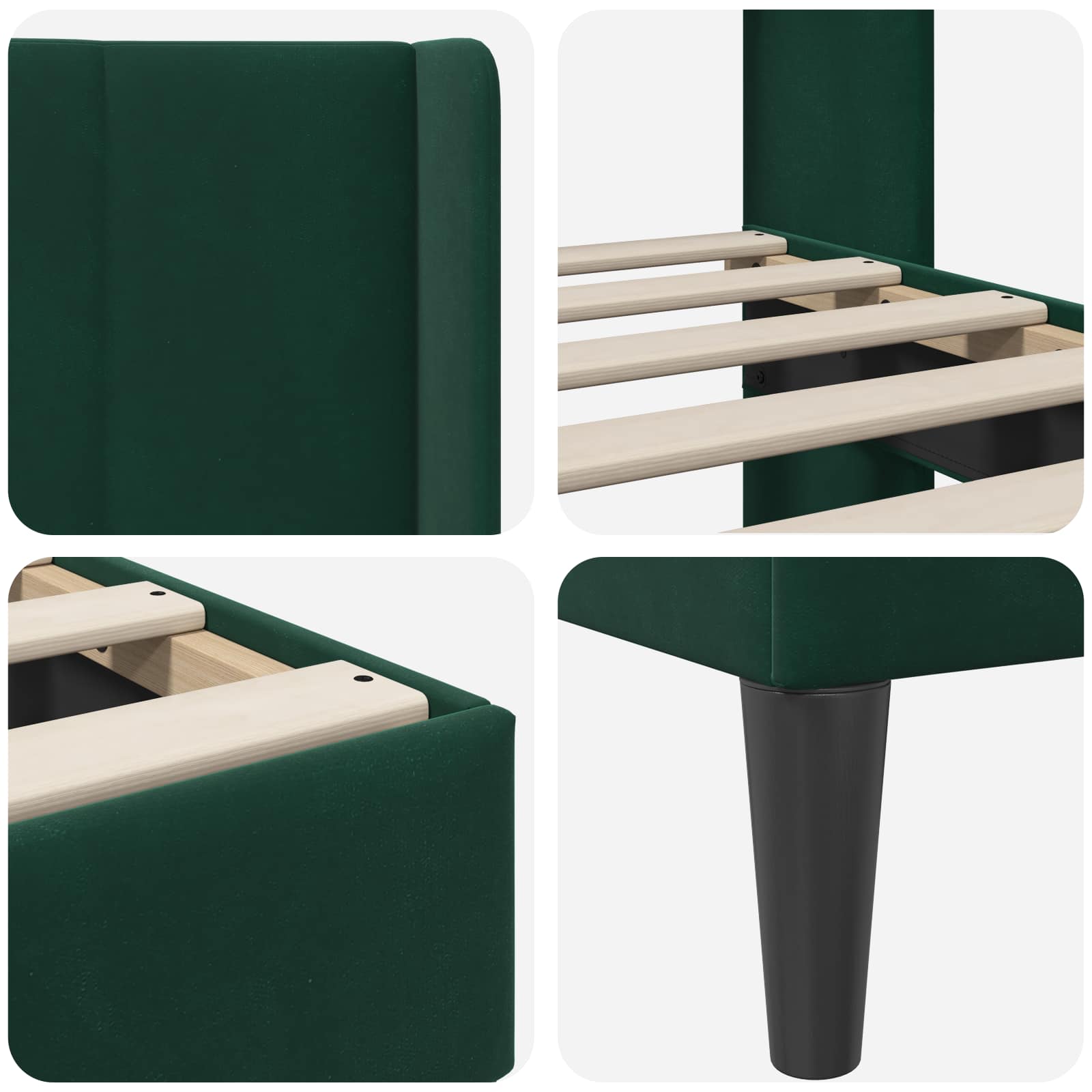 Cadre de lit avec tête de lit Vert foncé 200 x 200 cm Velours - XIOS