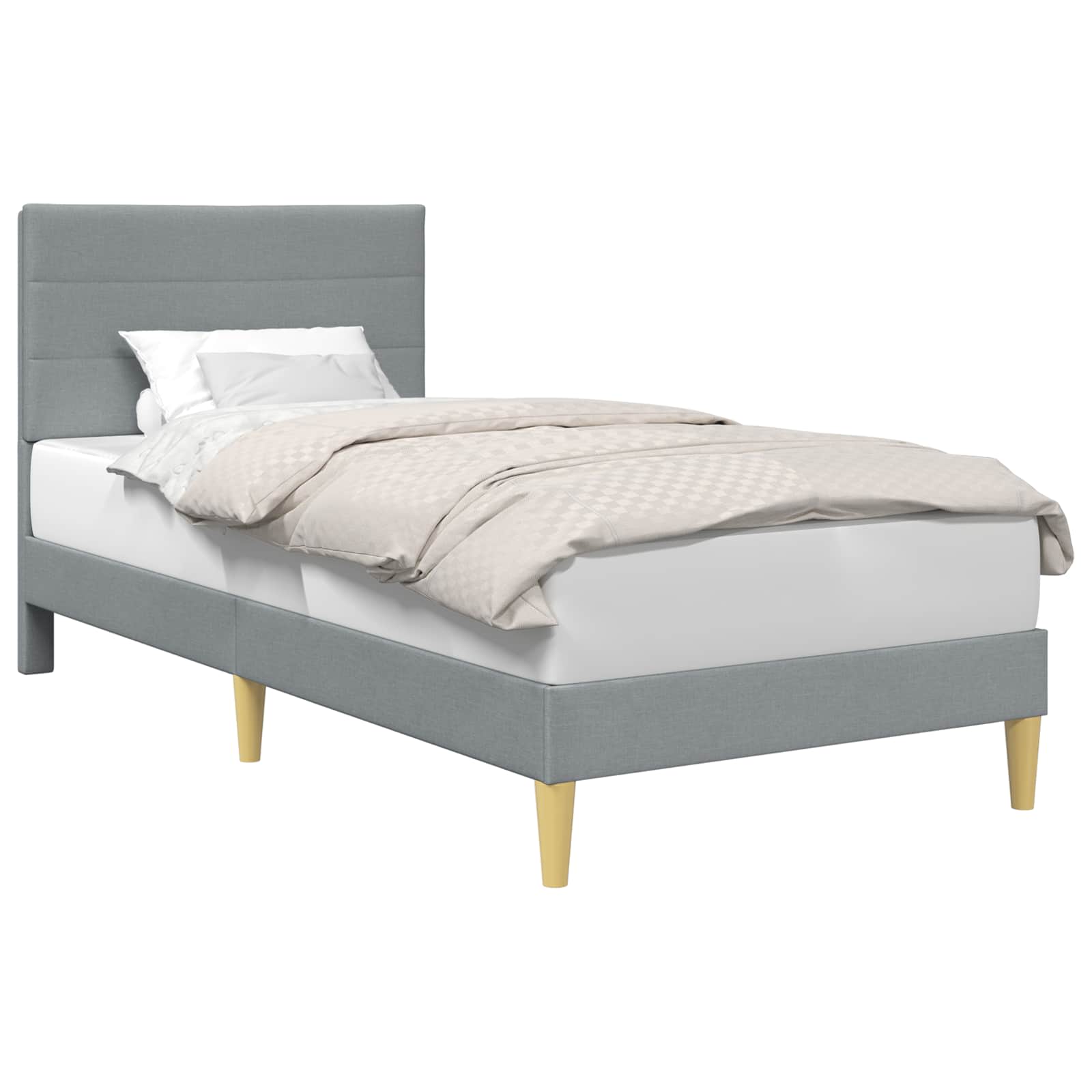 Cadre de lit avec tête de lit Gris clair 90 x 190 cm tissu - XIOS