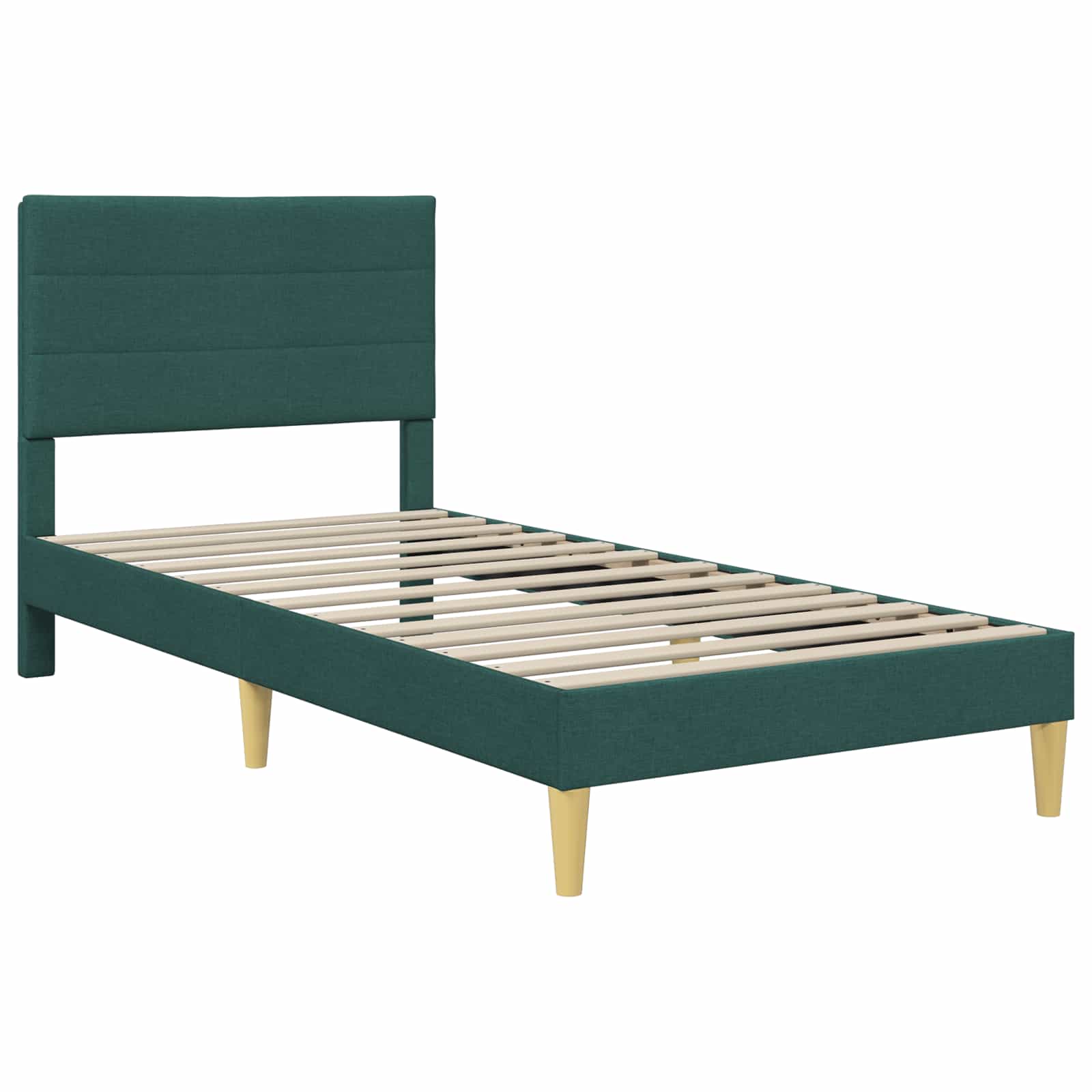 Cadre de lit avec tête de lit Vert foncé 100 x 200 cm tissu - XIOS
