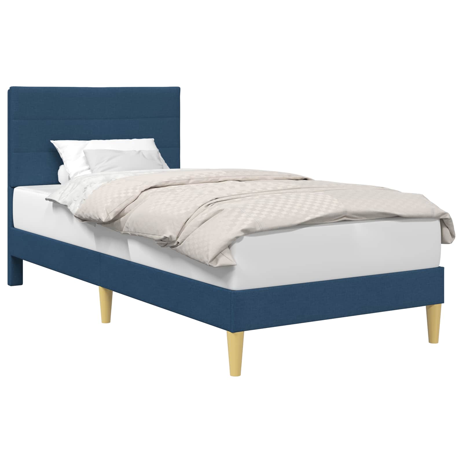 Cadre de lit avec tête de lit Bleu 100 x 200 cm tissu - XIOS