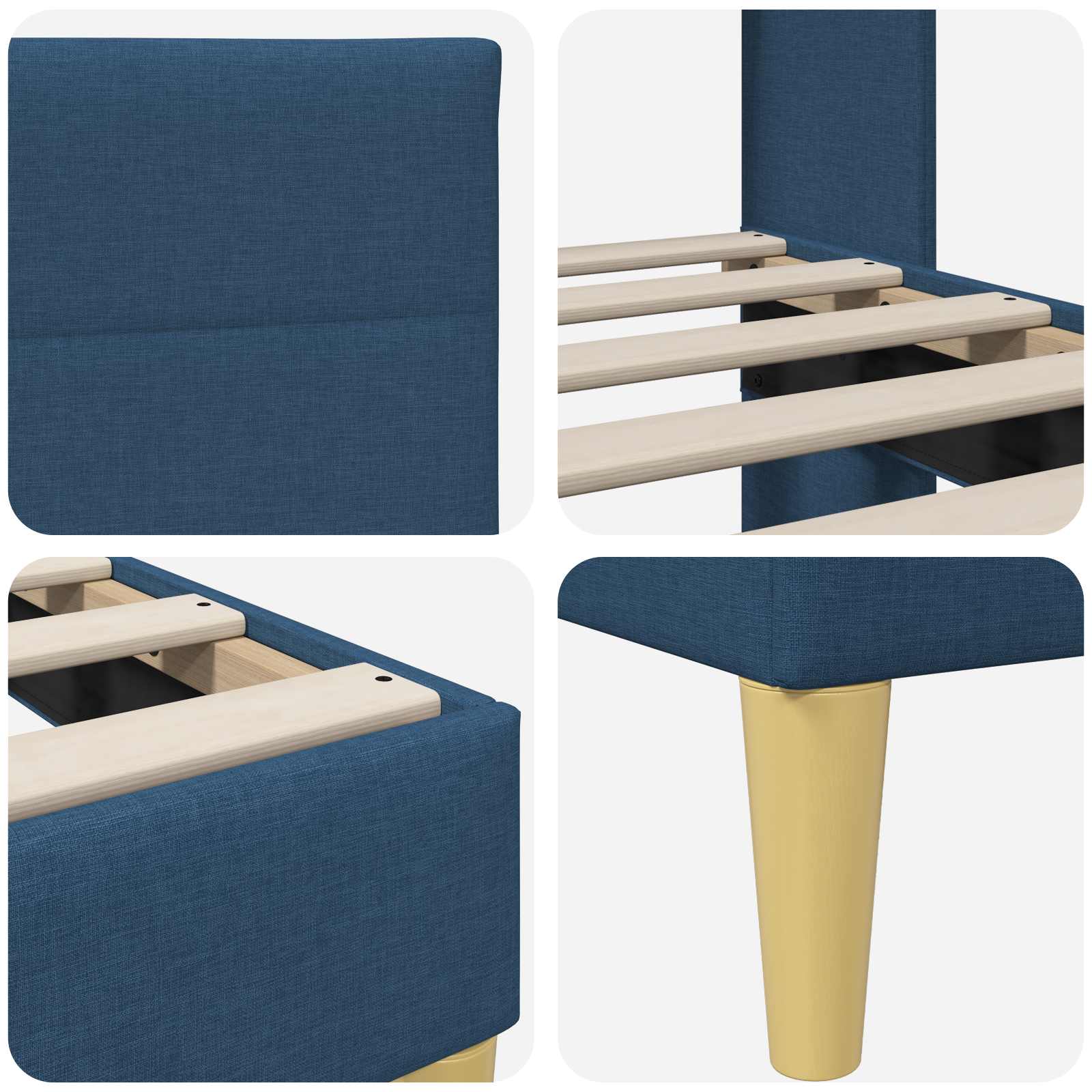 Cadre de lit avec tête de lit Bleu 120 x 190 cm tissu - XIOS