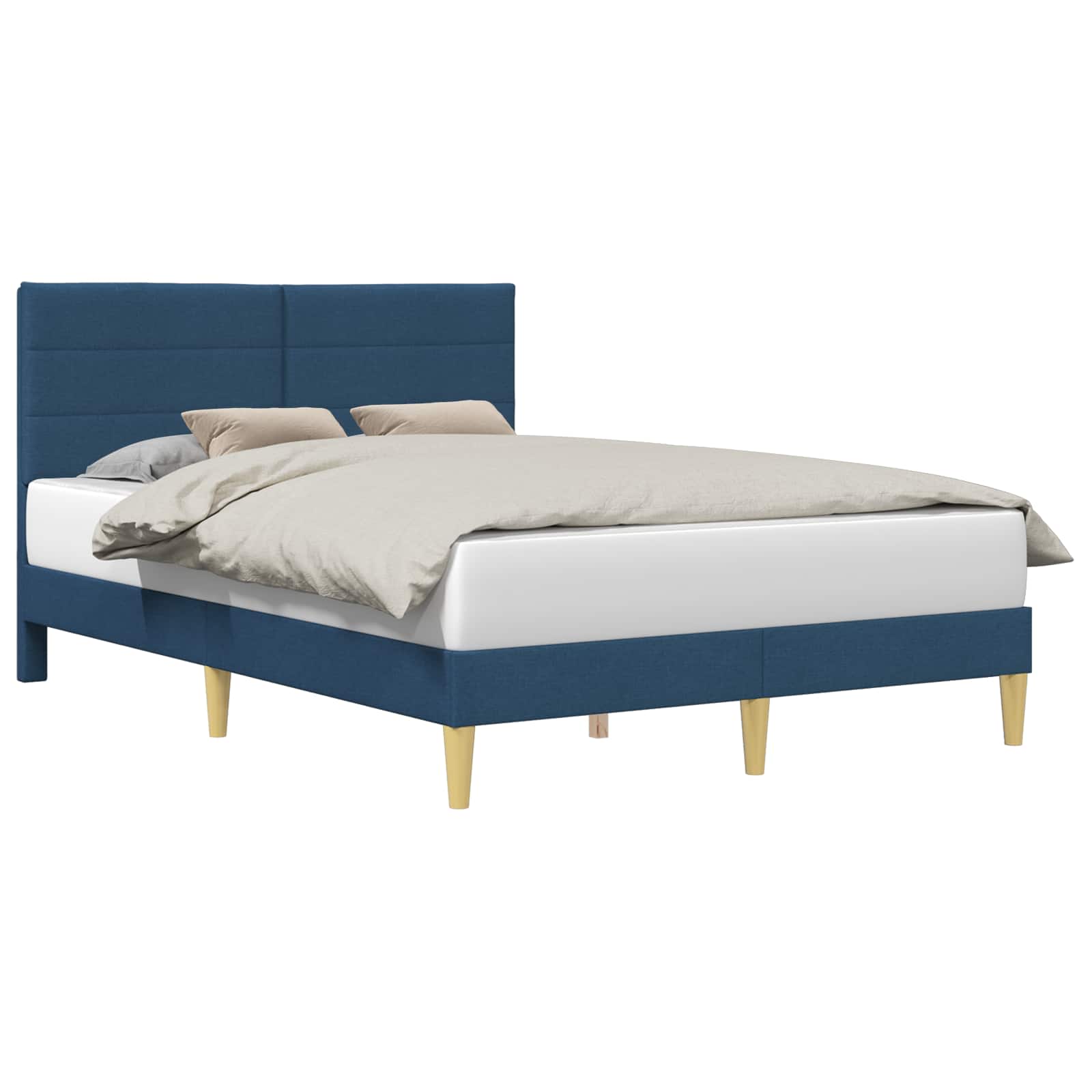 Cadre de lit avec tête de lit Bleu 120 x 190 cm tissu - XIOS
