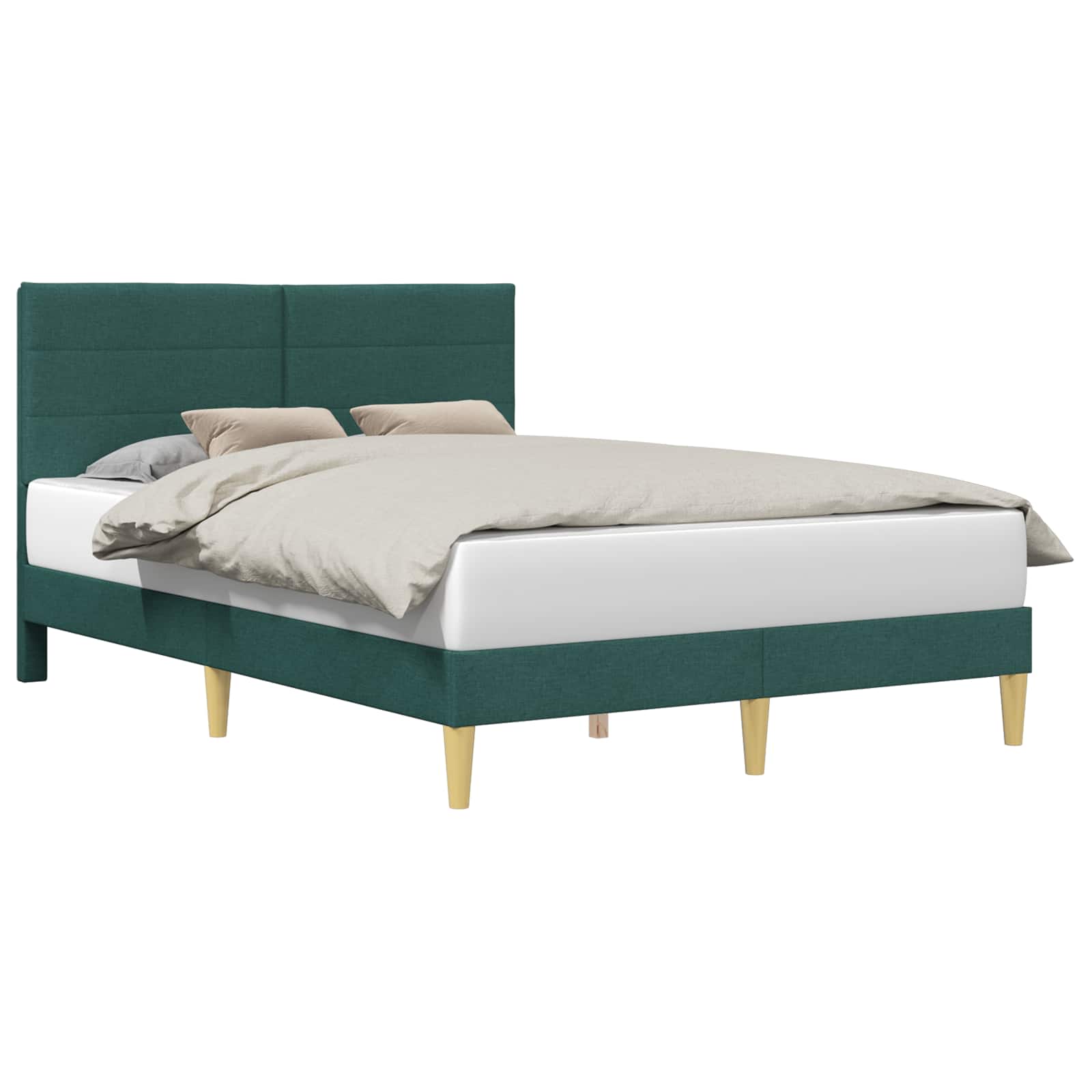 Cadre de lit avec tête de lit Vert foncé 140 x 200 cm tissu - XIOS