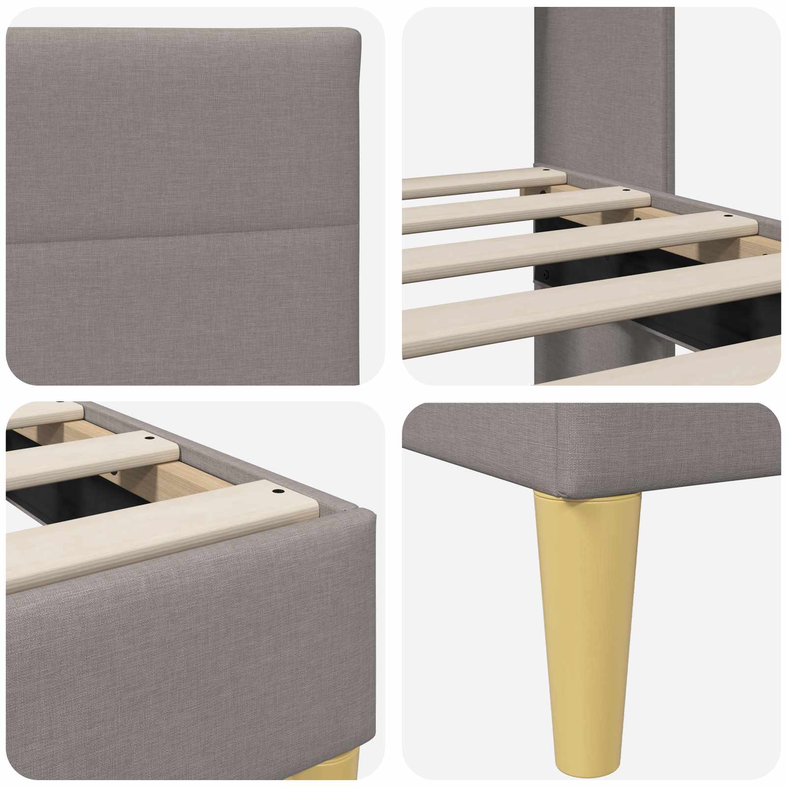 Cadre de lit avec tête de lit Taupe 160 x 200 cm tissu - XIOS