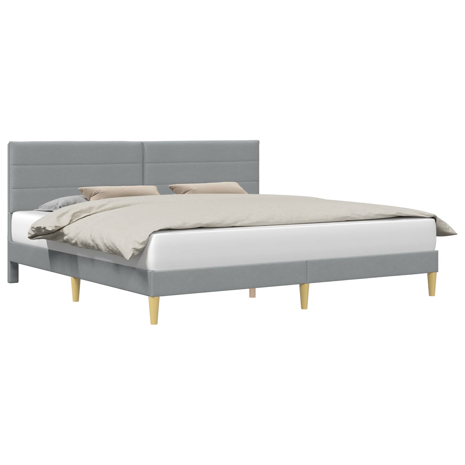 Cadre de lit avec tête de lit Gris clair 200 x 200 cm tissu - XIOS